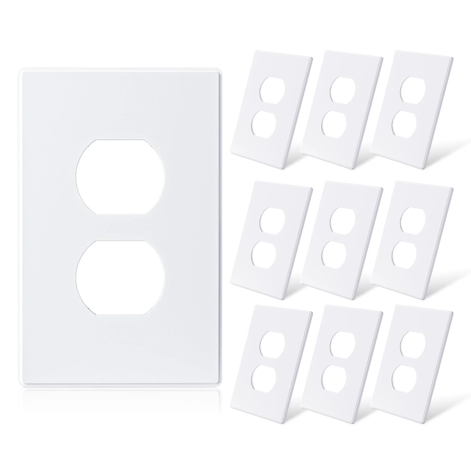 ELEGRP 1-Gang Screwless Duplex Wall Plates, Mid-Size, Unbreakable Thermoplastic Faceplate Cover for Duplex & Toggle Switches, UL Listed