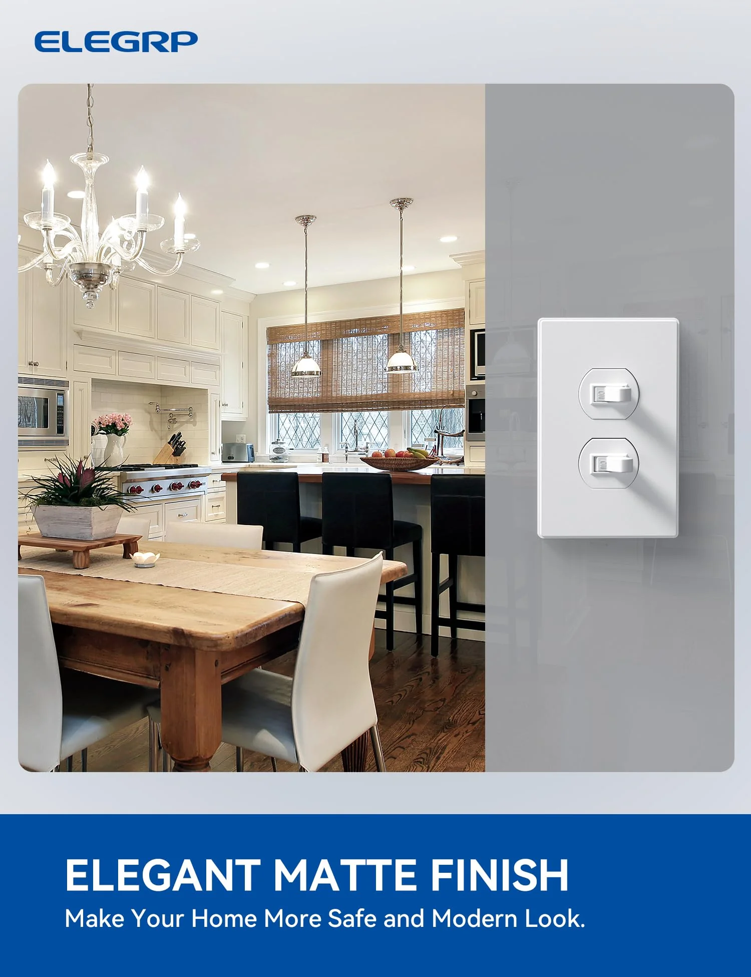 ELEGRP 1-Gang Screwless Duplex Wall Plates, Mid-Size, Unbreakable Thermoplastic Faceplate Cover for Duplex & Toggle Switches, UL Listed - Image 10
