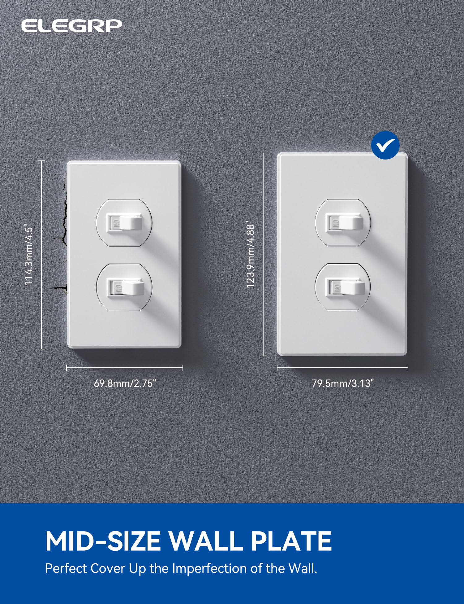 ELEGRP 1-Gang Screwless Duplex Wall Plates, Mid-Size, Unbreakable Thermoplastic Faceplate Cover for Duplex & Toggle Switches, UL Listed - Image 12