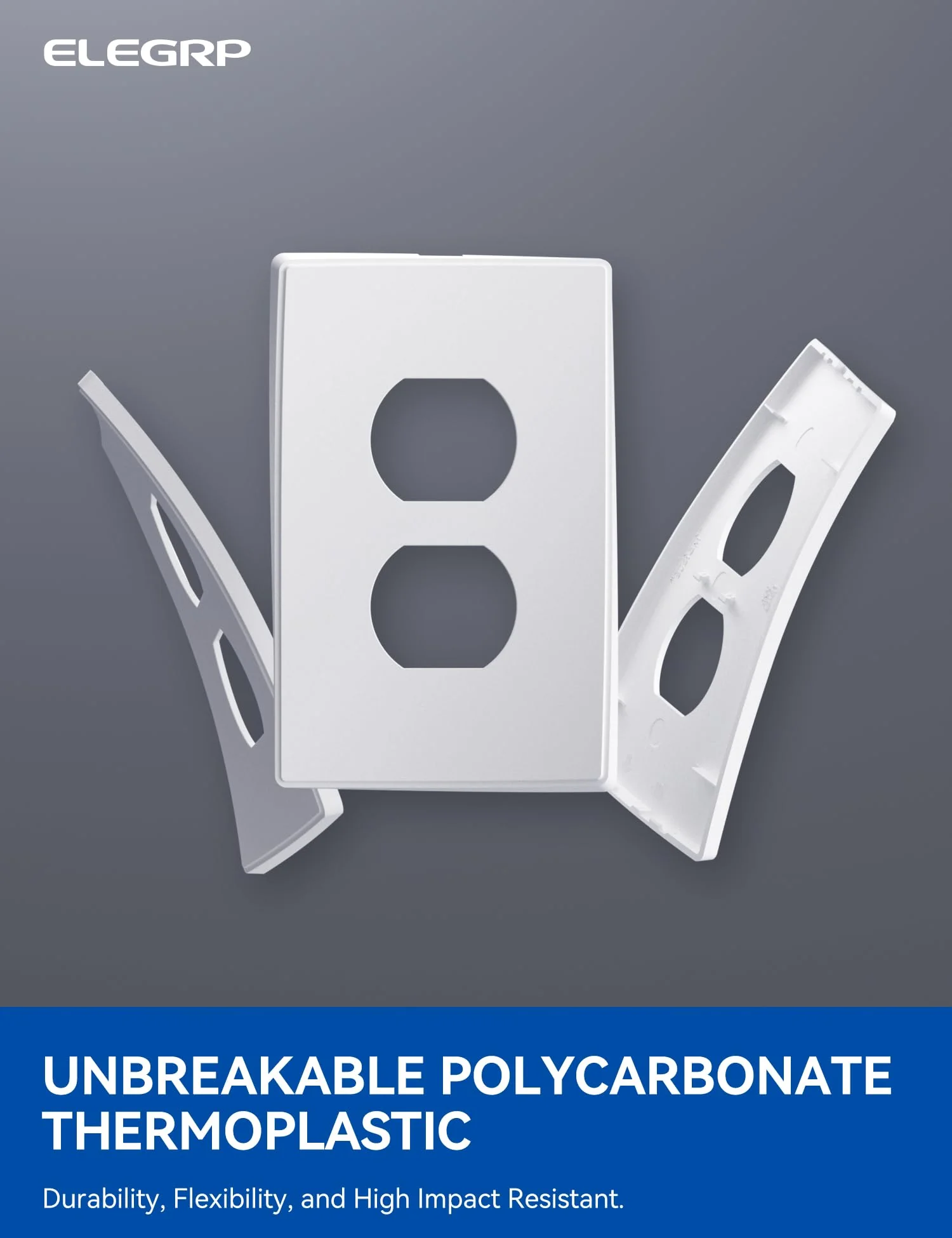 ELEGRP 1-Gang Screwless Duplex Wall Plates, Mid-Size, Unbreakable Thermoplastic Faceplate Cover for Duplex & Toggle Switches, UL Listed - Image 13