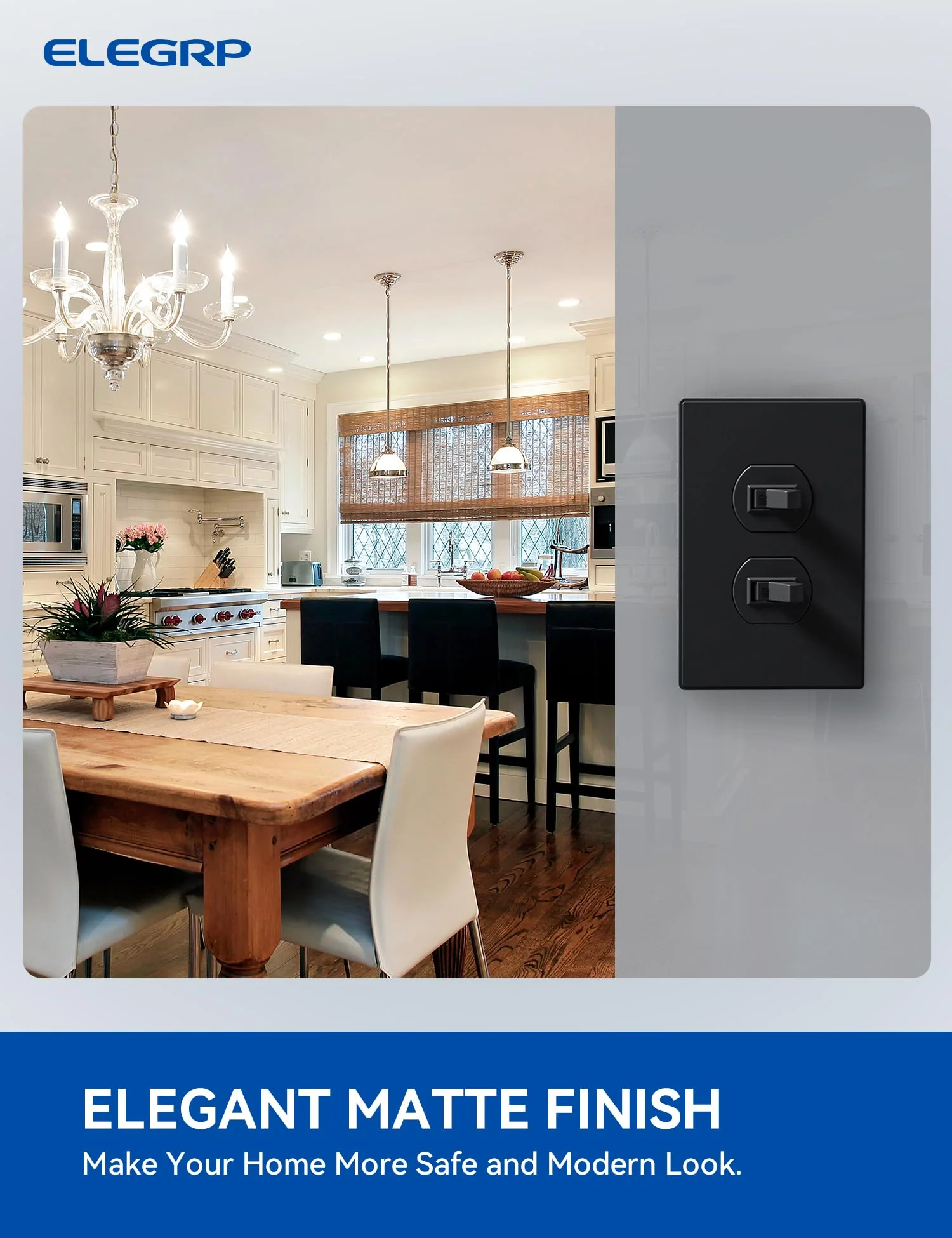 ELEGRP 1-Gang Screwless Duplex Wall Plates, Mid-Size, Unbreakable Thermoplastic Faceplate Cover for Duplex & Toggle Switches, UL Listed - Image 5