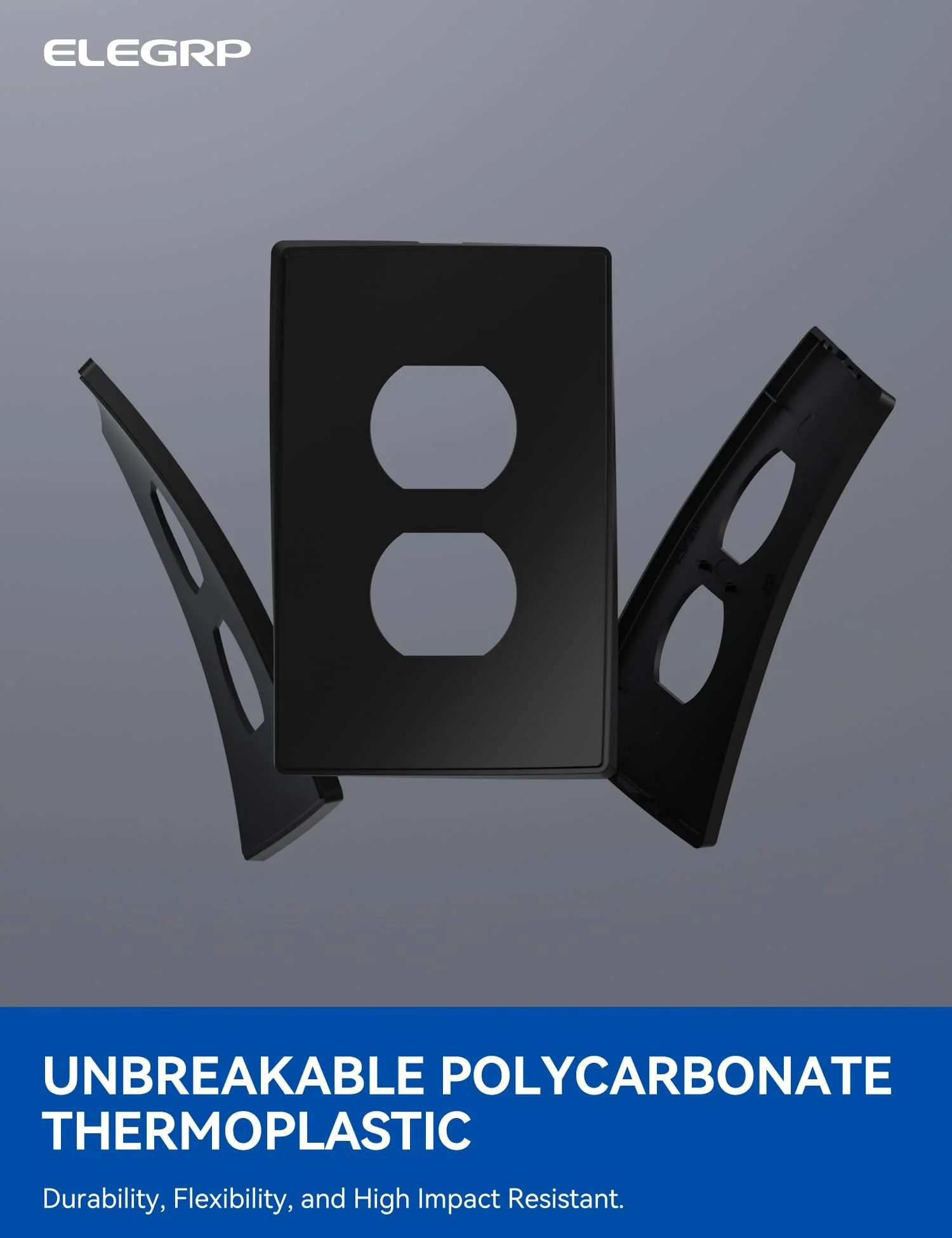 ELEGRP 1-Gang Screwless Duplex Wall Plates, Mid-Size, Unbreakable Thermoplastic Faceplate Cover for Duplex & Toggle Switches, UL Listed - Image 8