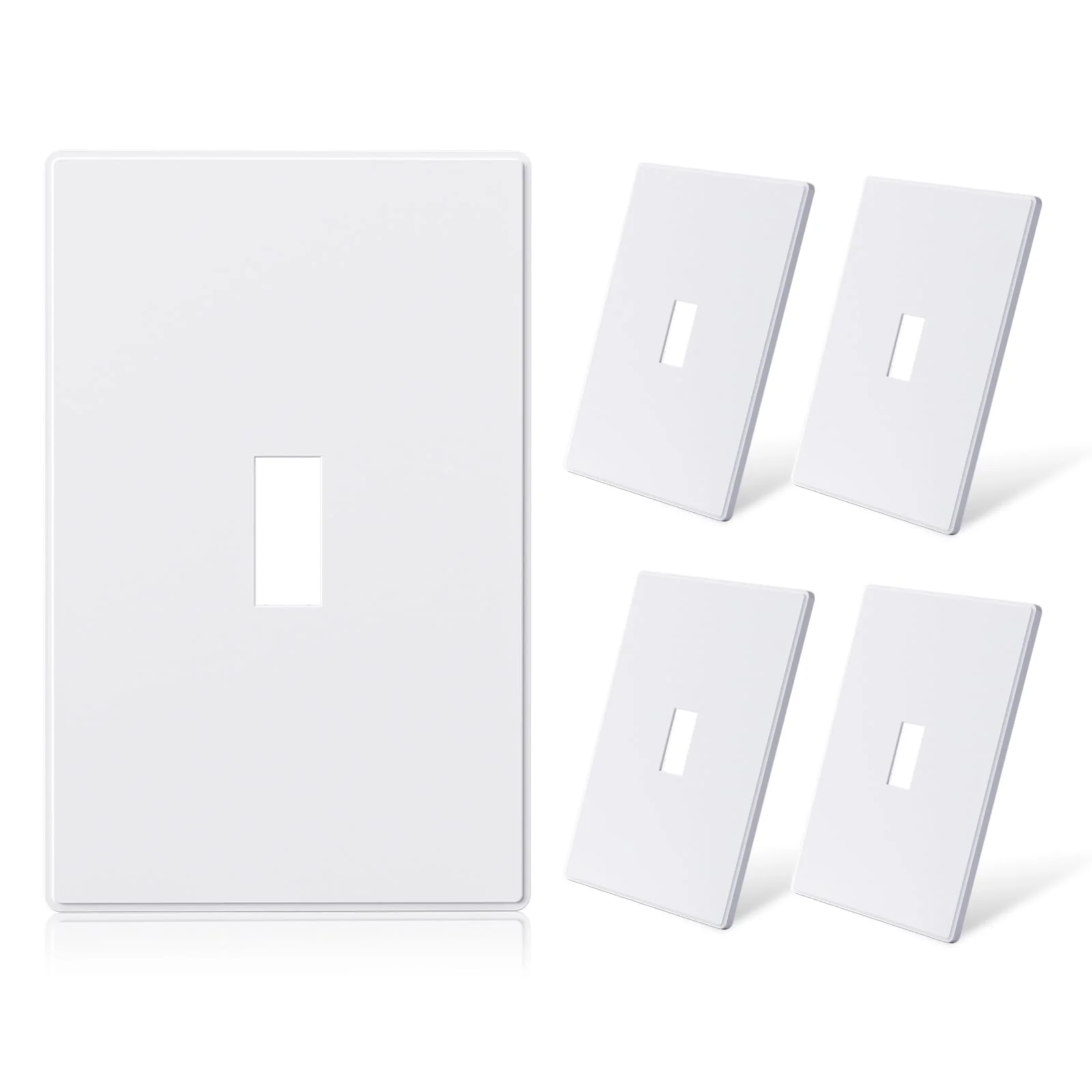 ELEGRP 1-Gang Screwless Toggle Wall Plates , Mid-Size, Unbreakable Thermoplastic, Matte Finish, UL Listed