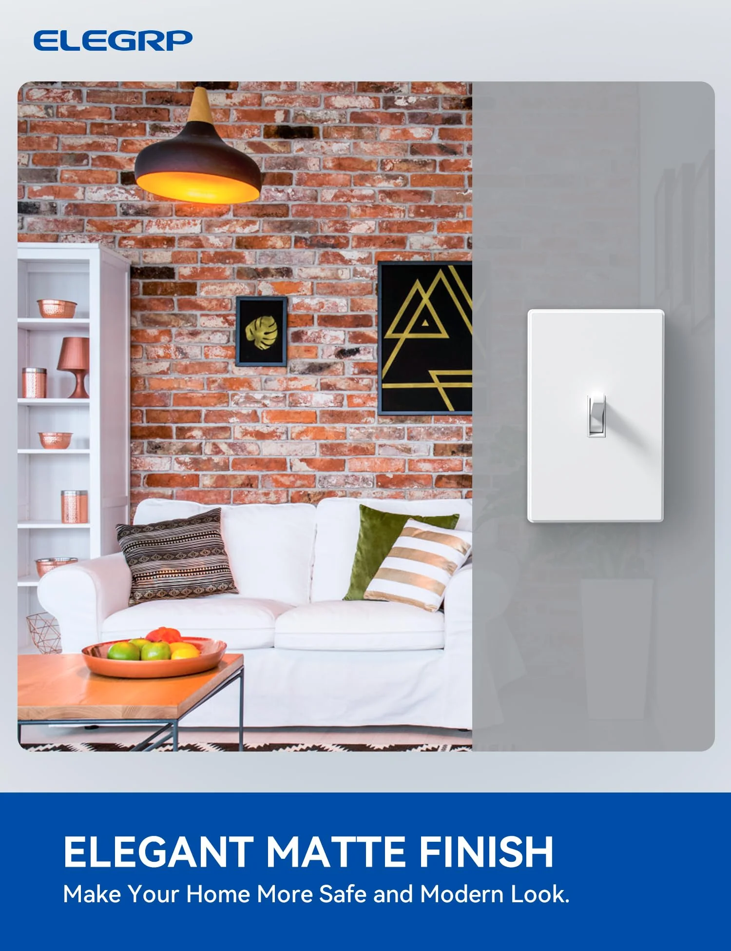 ELEGRP 1-Gang Screwless Toggle Wall Plates , Mid-Size, Unbreakable Thermoplastic, Matte Finish, UL Listed - Image 6