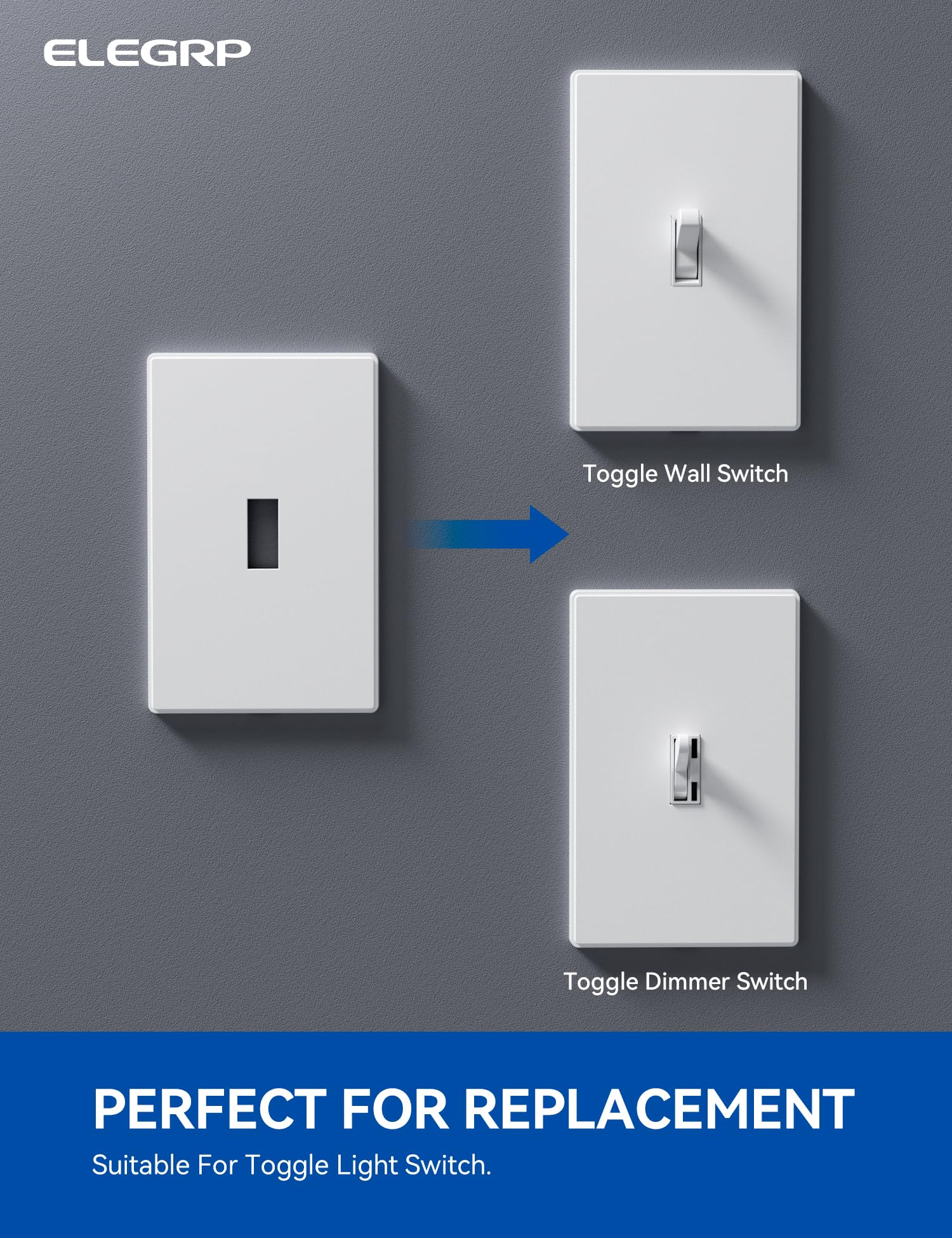 ELEGRP 1-Gang Screwless Toggle Wall Plates , Mid-Size, Unbreakable Thermoplastic, Matte Finish, UL Listed - Image 7