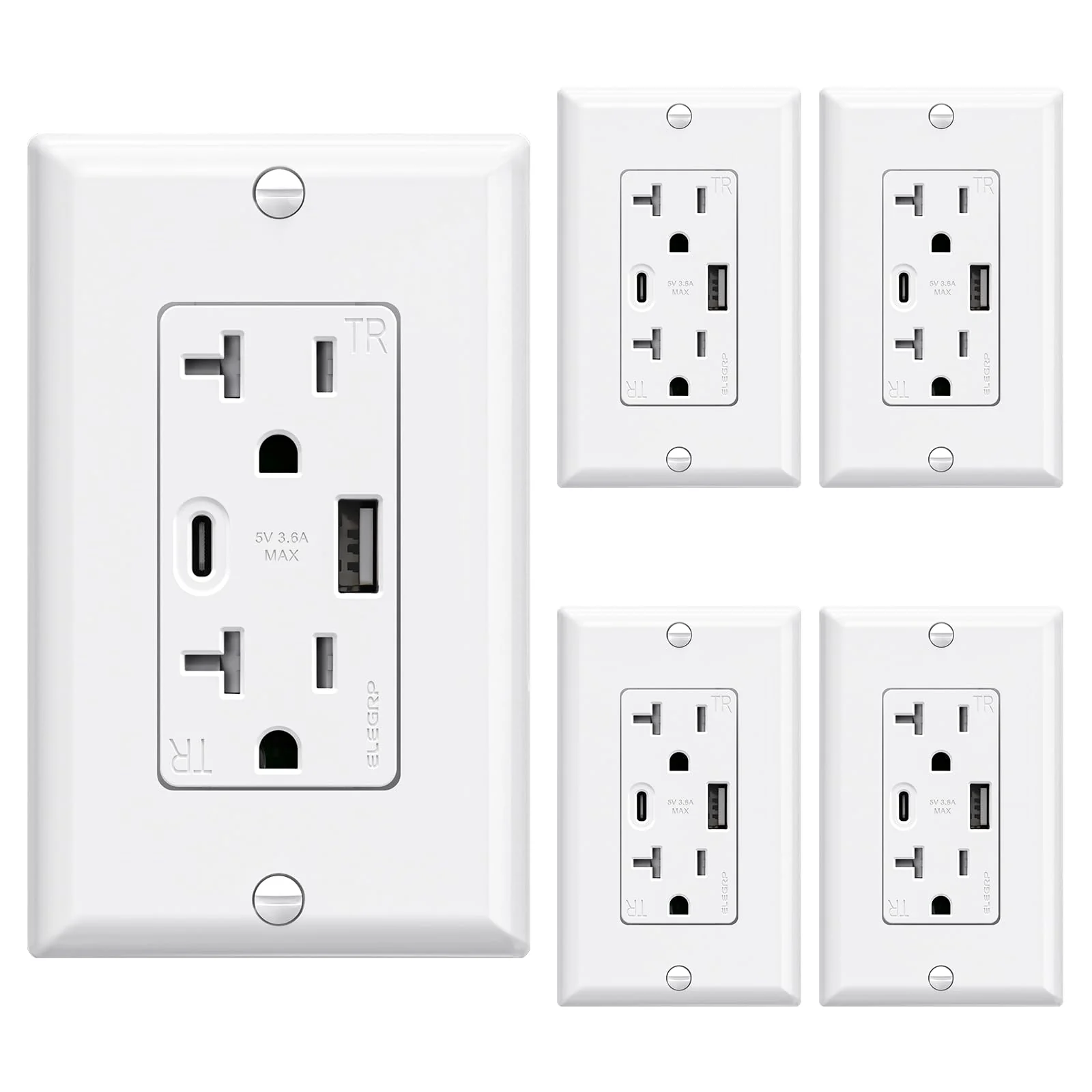 USB A/C, 3.6A 5VDC Total Output Outlet with 15A/20A, Tamper-Resistant Screw Wall Outlet - Image 13