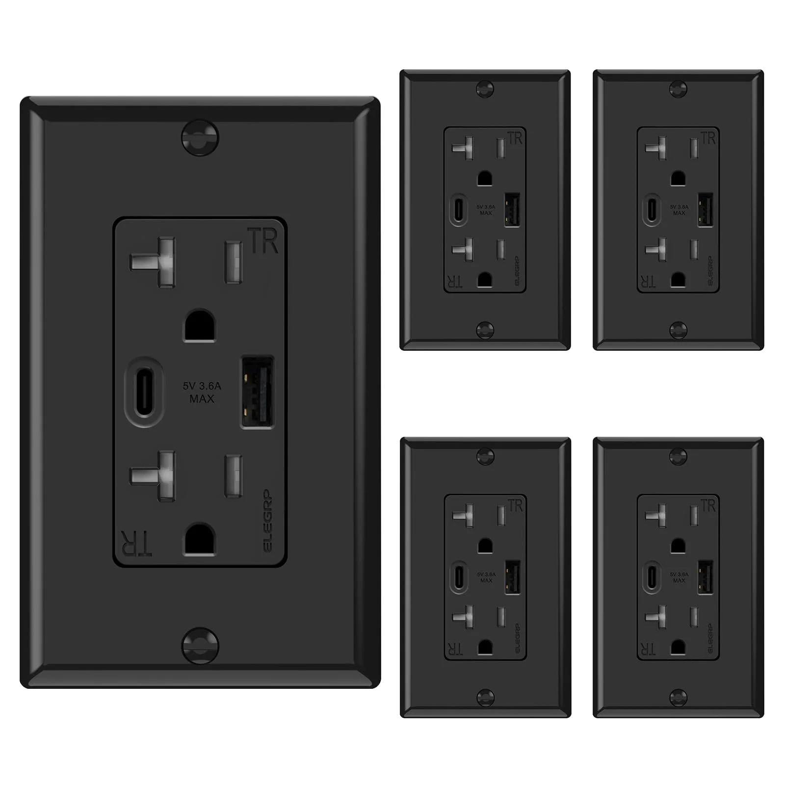 USB A/C, 3.6A 5VDC Total Output Outlet with 15A/20A, Tamper-Resistant Screw Wall Outlet - Image 15