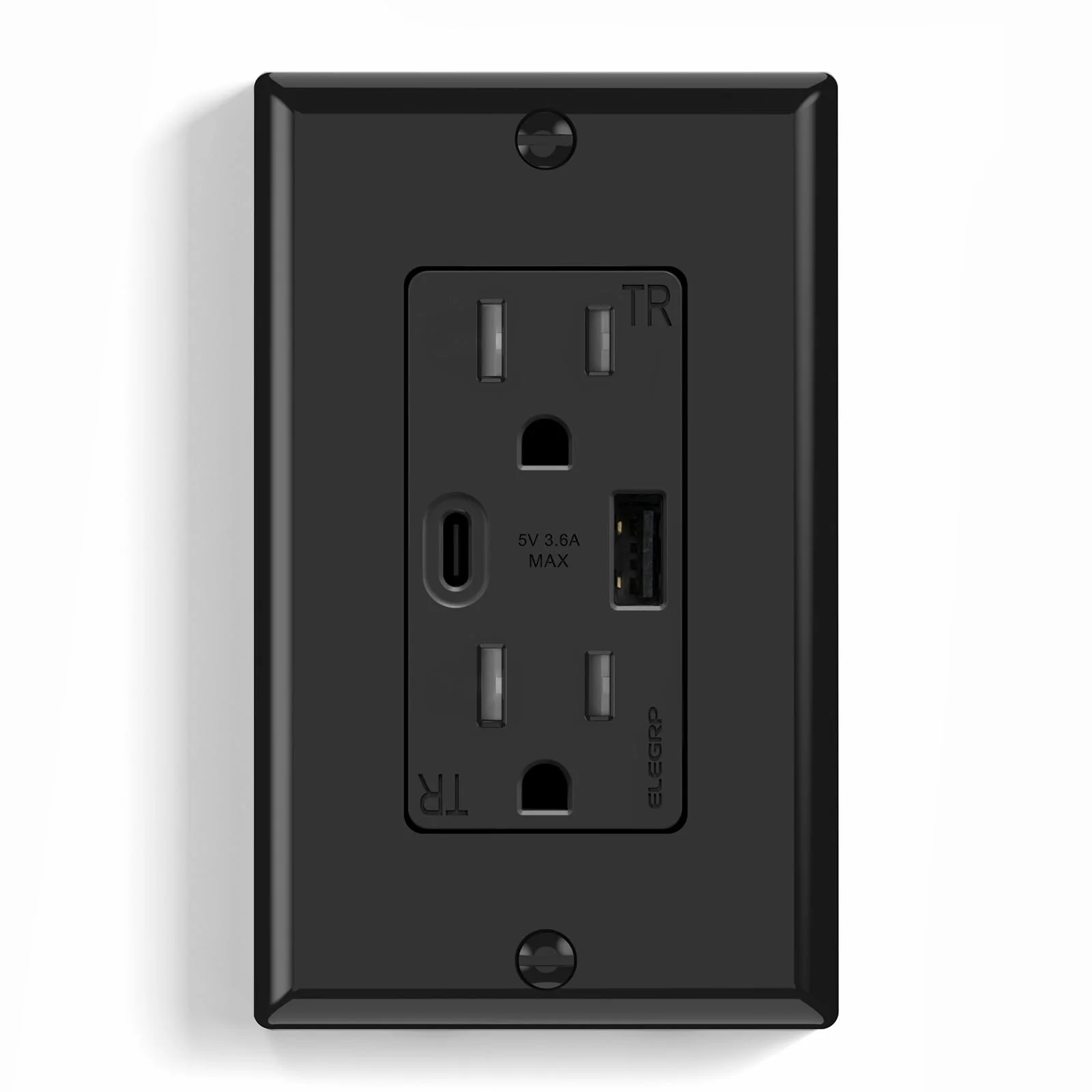 USB A/C, 3.6A 5VDC Total Output Outlet with 15A/20A, Tamper-Resistant Screw Wall Outlet - Image 3