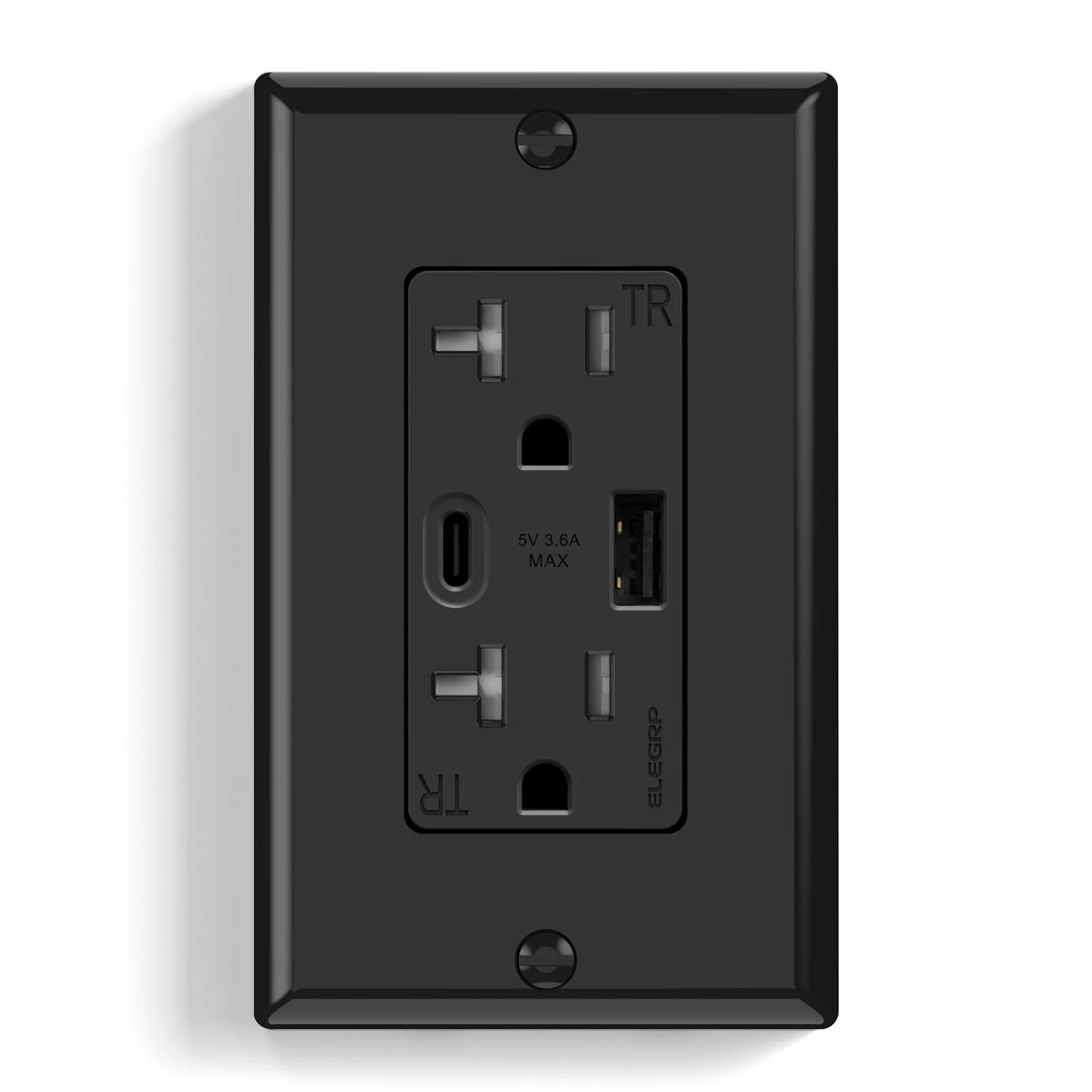 USB A/C, 3.6A 5VDC Total Output Outlet with 15A/20A, Tamper-Resistant Screw Wall Outlet - Image 4