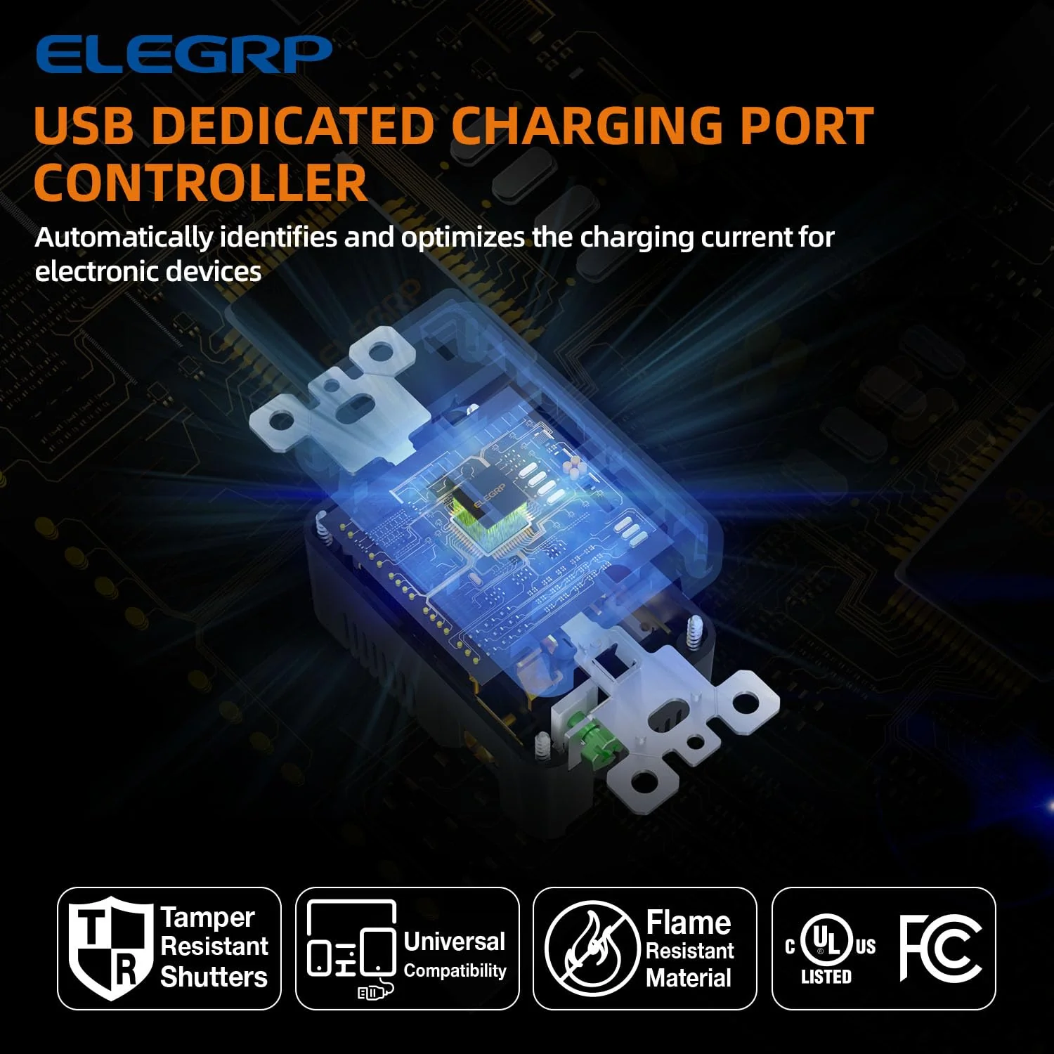 USB A/C, 3.6A 5VDC Total Output Outlet with 15A/20A, Tamper-Resistant Screw Wall Outlet - Image 9