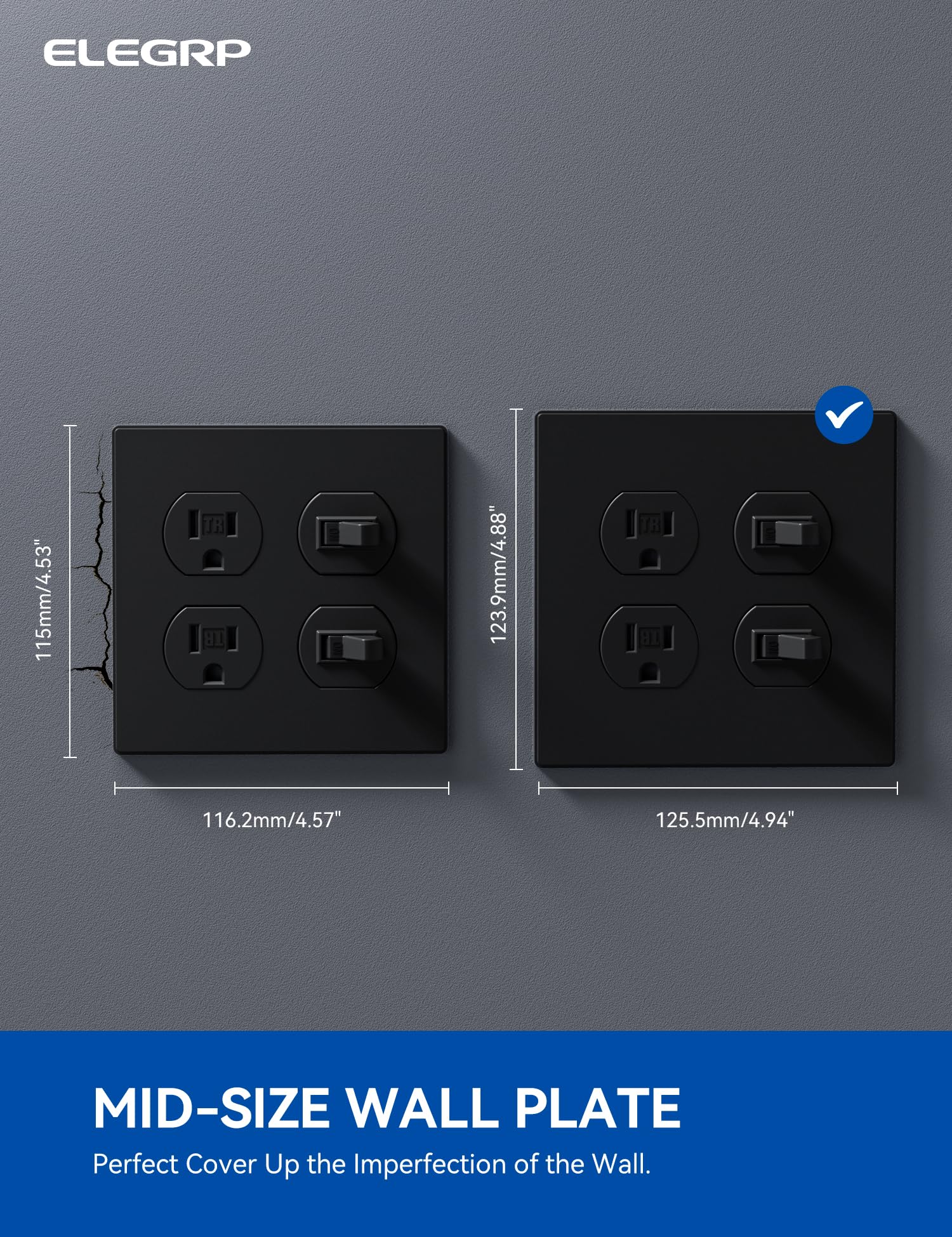 ELEGRP 2-Gang Screwless Duplex Wall Plates , Mid-Size Unbreakable Thermoplastic Covers for Duplex & Combination Receptacles, UL Listed - Image 10