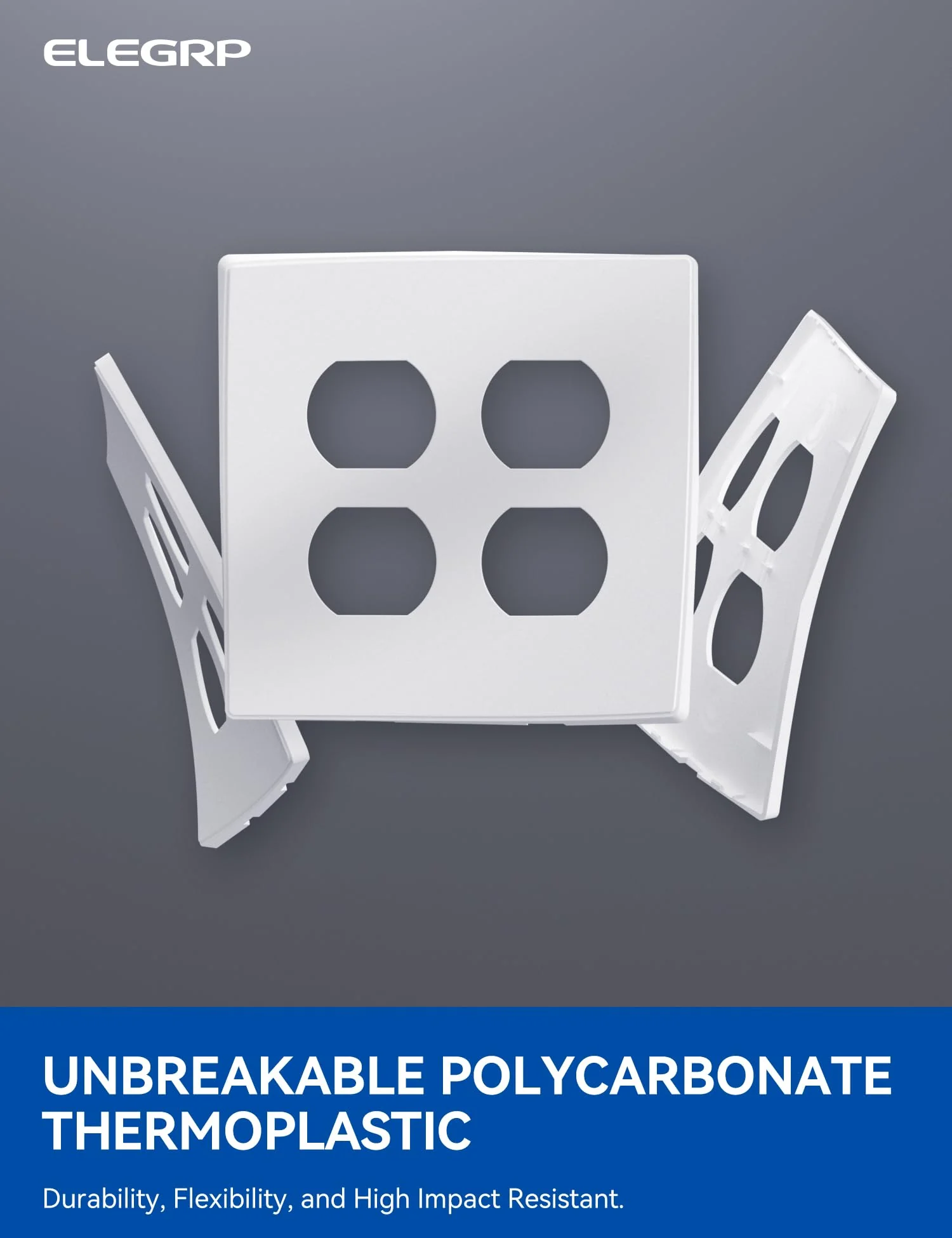 ELEGRP 2-Gang Screwless Duplex Wall Plates , Mid-Size Unbreakable Thermoplastic Covers for Duplex & Combination Receptacles, UL Listed - Image 4