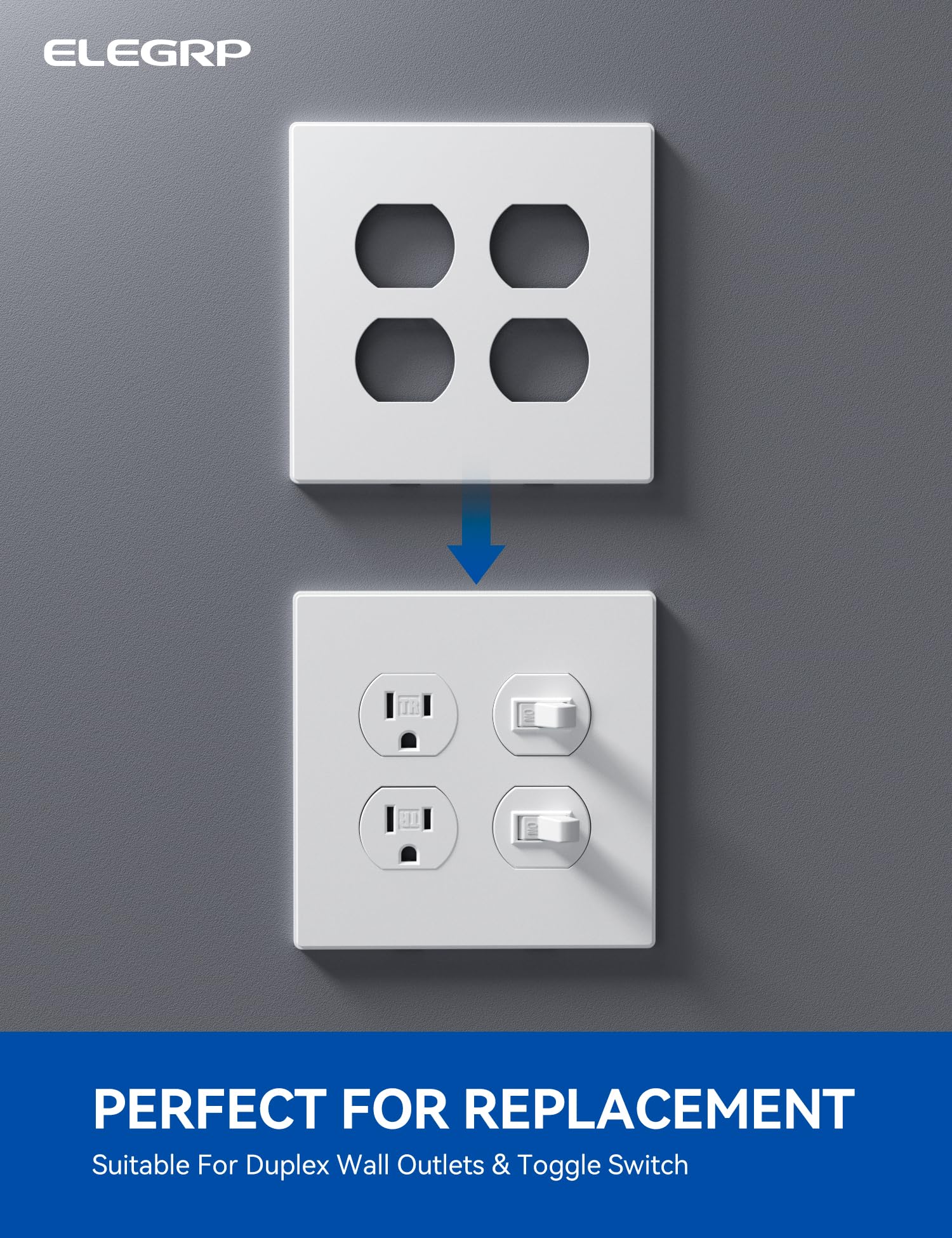 ELEGRP 2-Gang Screwless Duplex Wall Plates , Mid-Size Unbreakable Thermoplastic Covers for Duplex & Combination Receptacles, UL Listed - Image 6