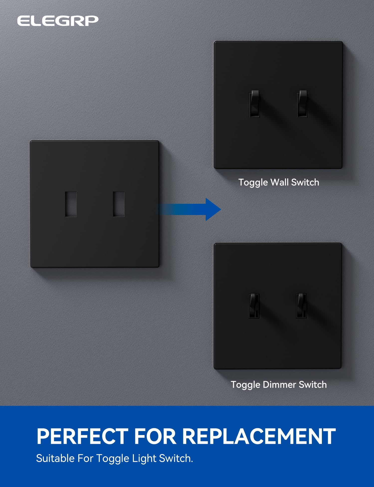 ELEGRP  2-Gang Screwless Toggle Wall Plates, Mid-Size, Unbreakable Thermoplastic Faceplate Cover for Toggle Switches & Dimmer Switches, UL Listed - Image 12