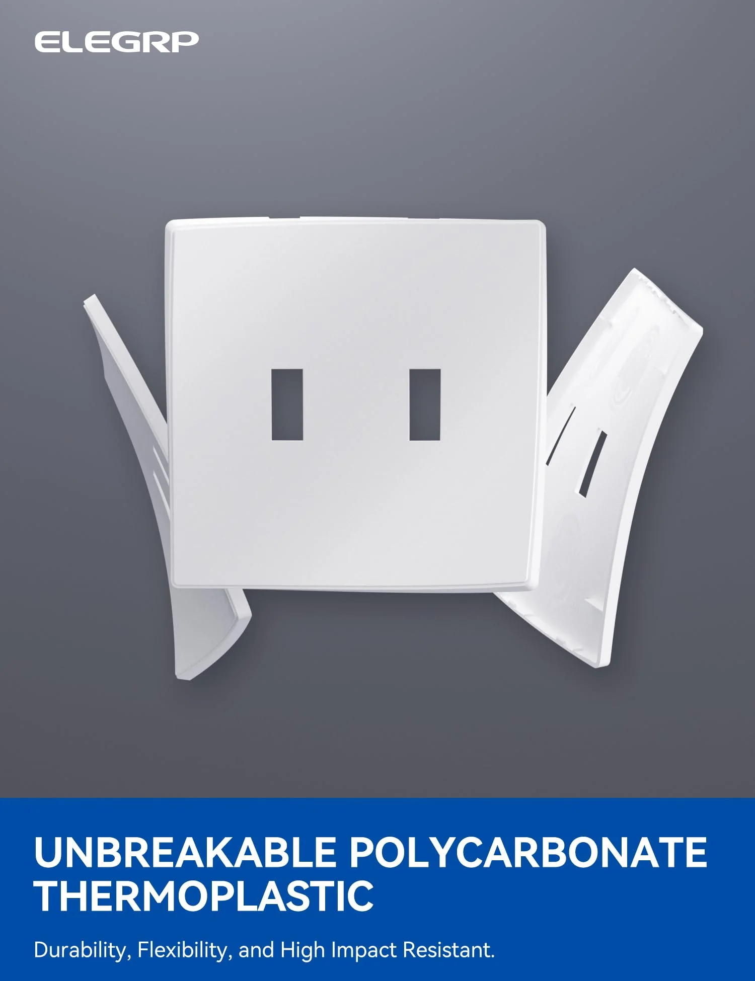ELEGRP  2-Gang Screwless Toggle Wall Plates, Mid-Size, Unbreakable Thermoplastic Faceplate Cover for Toggle Switches & Dimmer Switches, UL Listed - Image 7