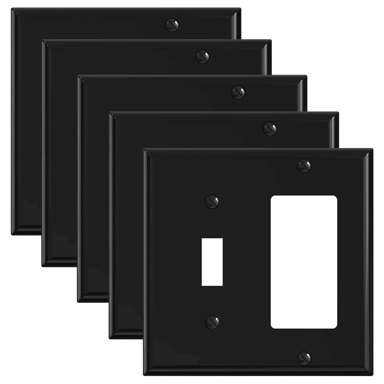 ELEGRP 2-Gang Wall Plate, 1-Toggle Light Switch & 1-Decorator/GFCI Outlet, Mid-Size 4.88" x 4.94", Unbreakable Thermoplastic, UL Listed - Image 3