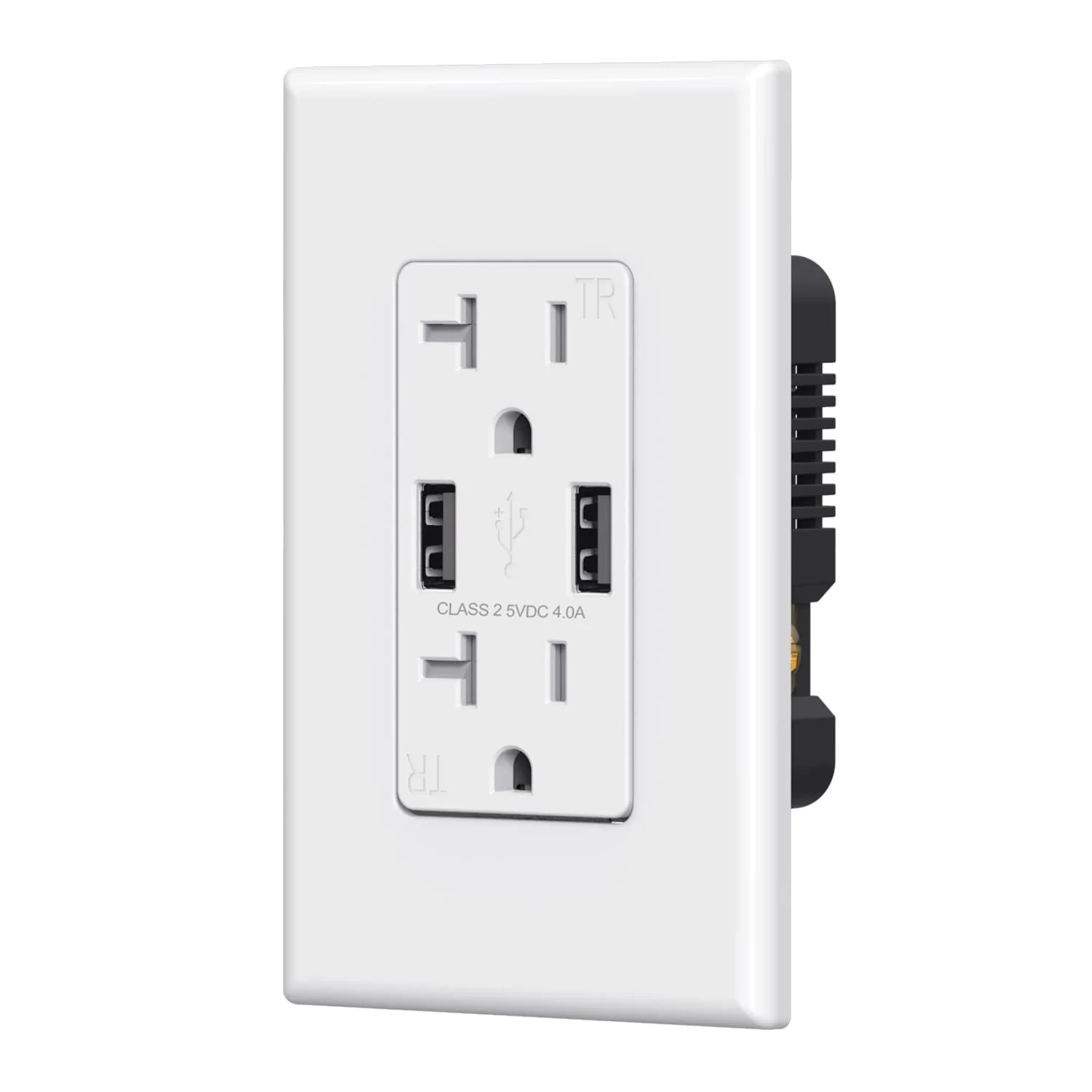 USB A/A, 4.0A 5VDC Total Output Outlet with 15A/20A, Tamper-Resistant Wall Outlet - Image 3