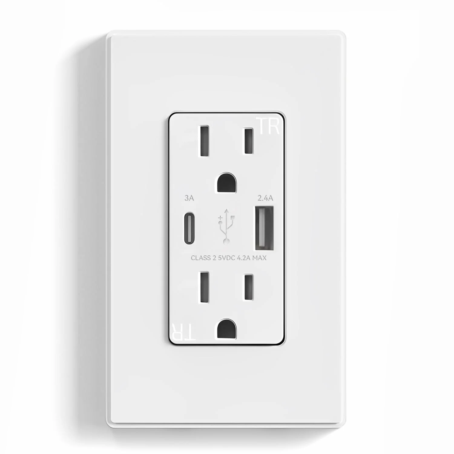 USB A/C, 4.2A 5VDC Total Output Outlet with 15A/20A, Tamper-Resistant Wall Outlet - Image 5