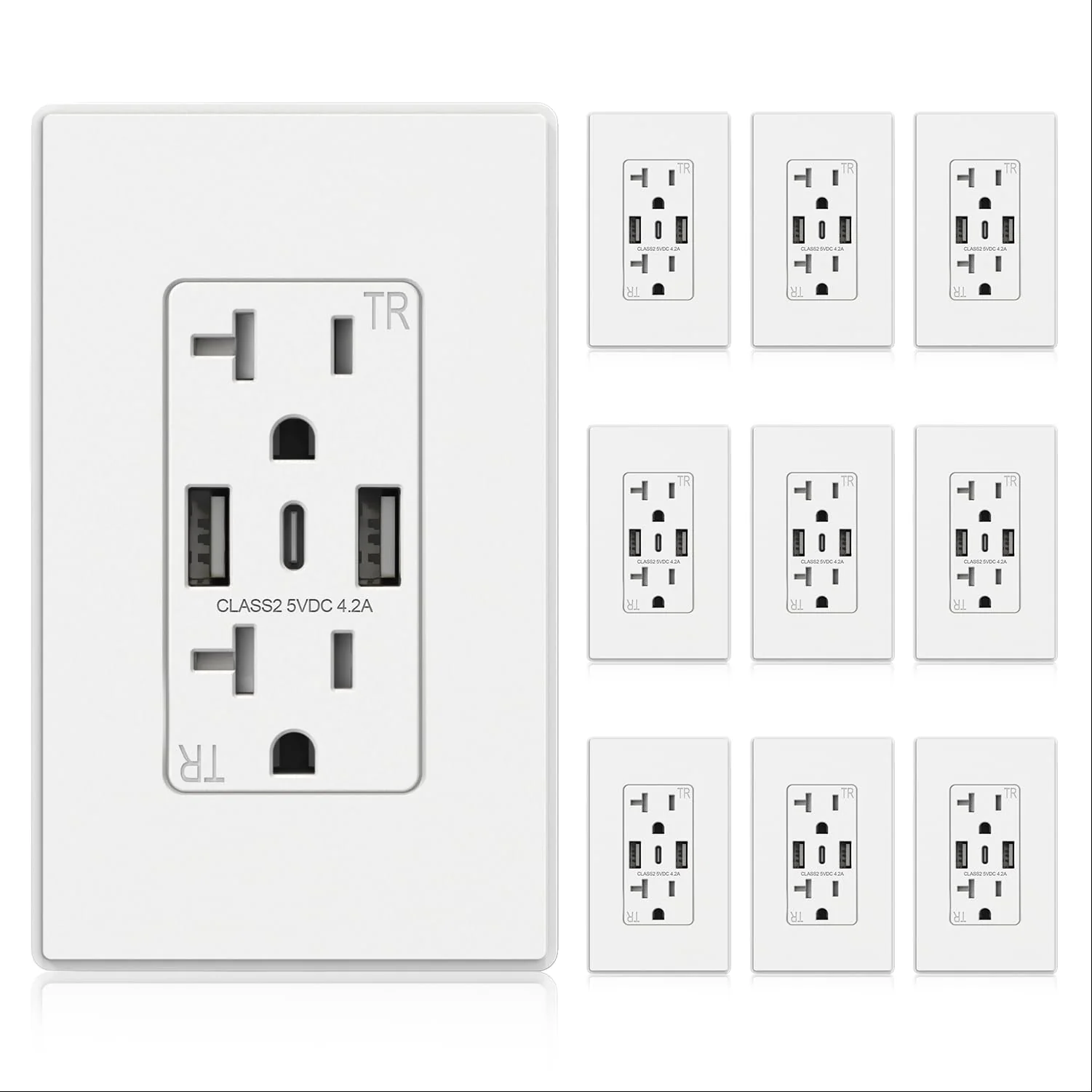 USB A/A/C, 4.2A 5VDC Total Output Outlet with 15A/20A, Tamper-Resistant Wall Outlet - Image 18