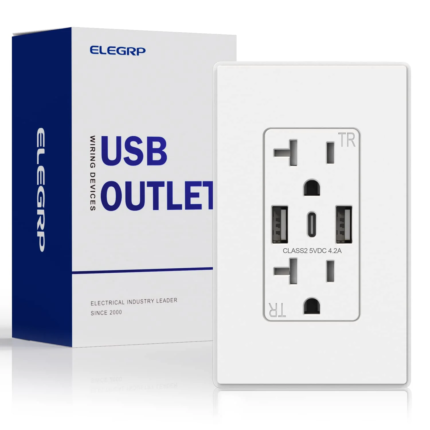 USB A/A/C, 4.2A 5VDC Total Output Outlet with 15A/20A, Tamper-Resistant Wall Outlet - Image 3
