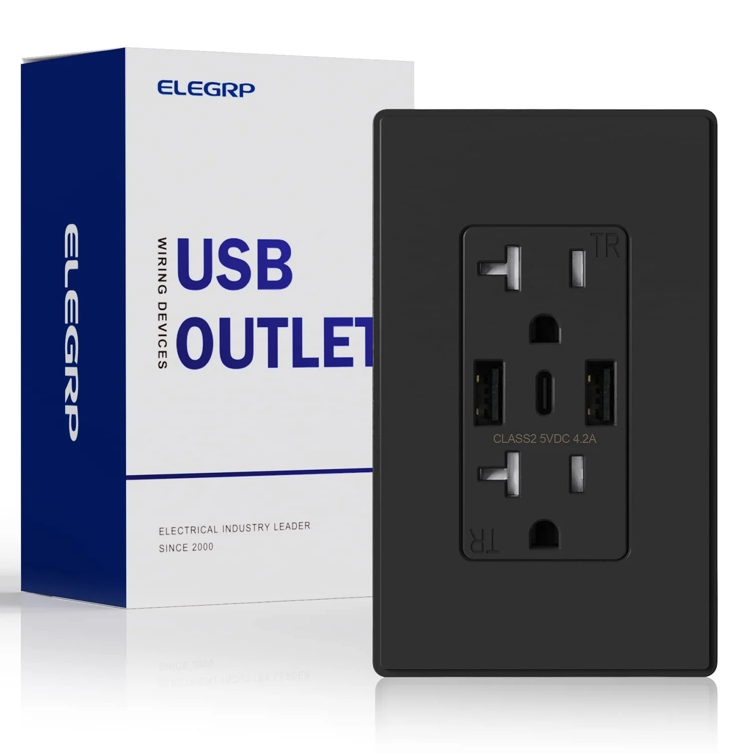 USB A/A/C, 4.2A 5VDC Total Output Outlet with 15A/20A, Tamper-Resistant Wall Outlet - Image 4