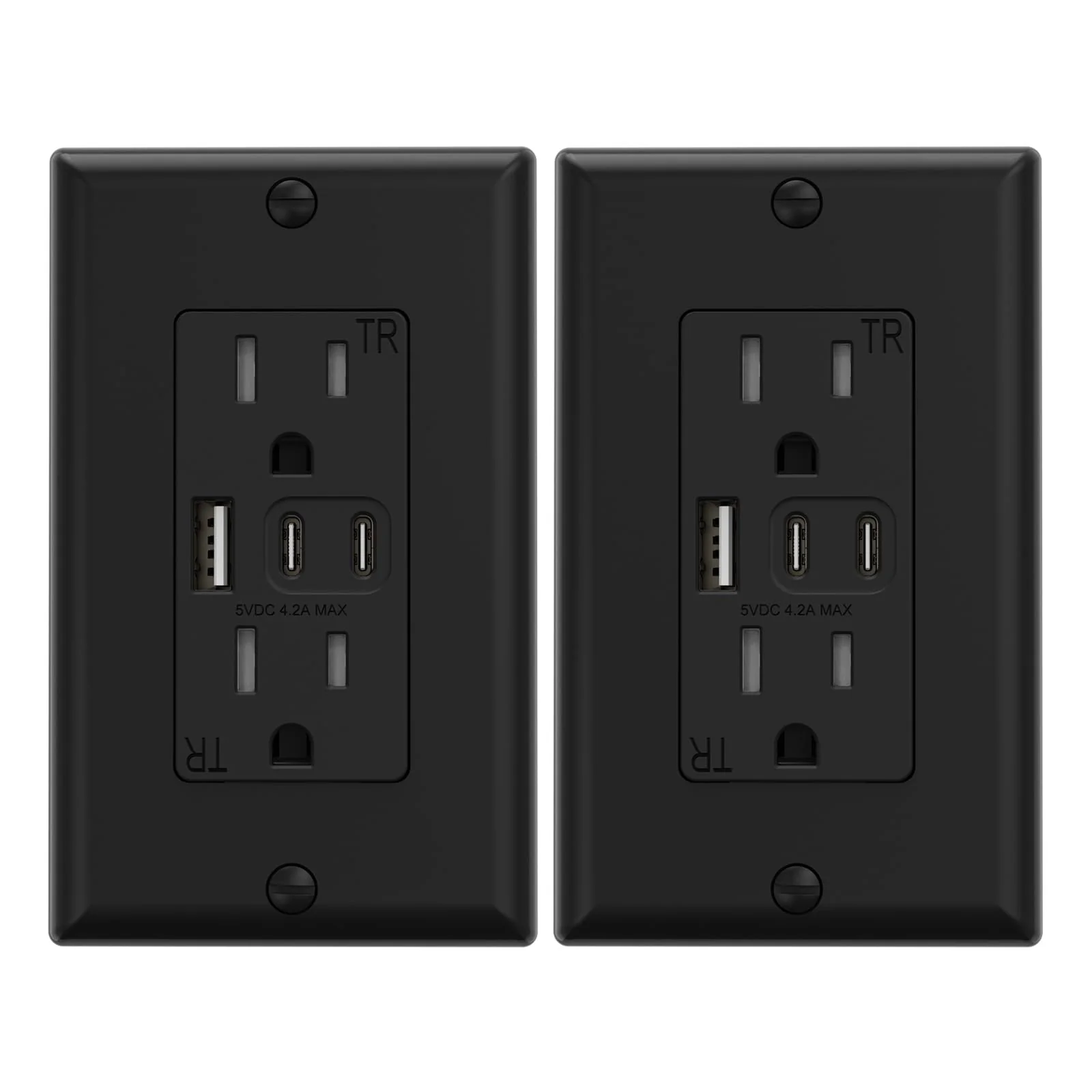 USB C/C/A, 4.2A 5VDC Total Output with 15A/20A, Tamper-Resistant Screw Wall Outlet - Image 16