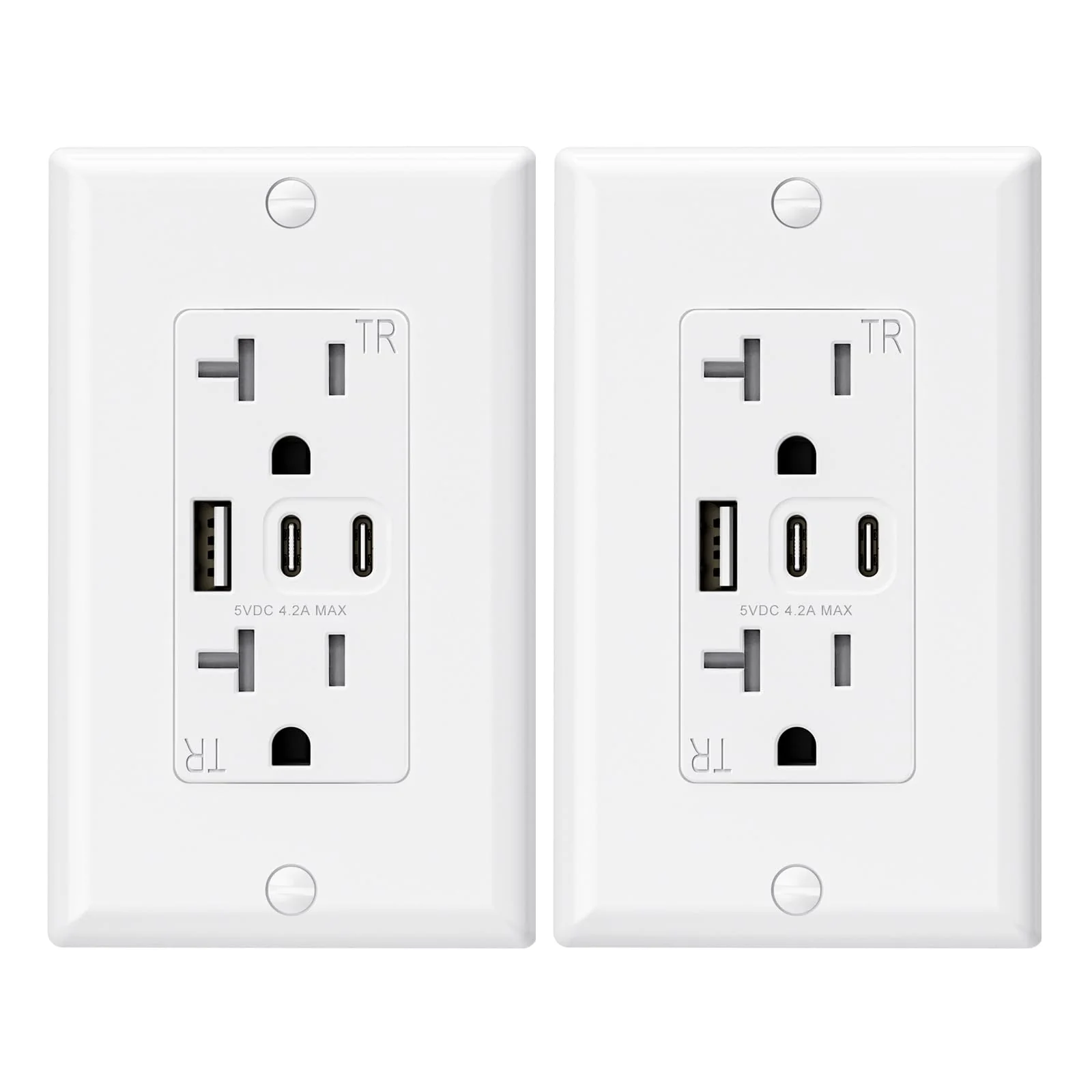 USB C/C/A, 4.2A 5VDC Total Output with 15A/20A, Tamper-Resistant Screw Wall Outlet - Image 18