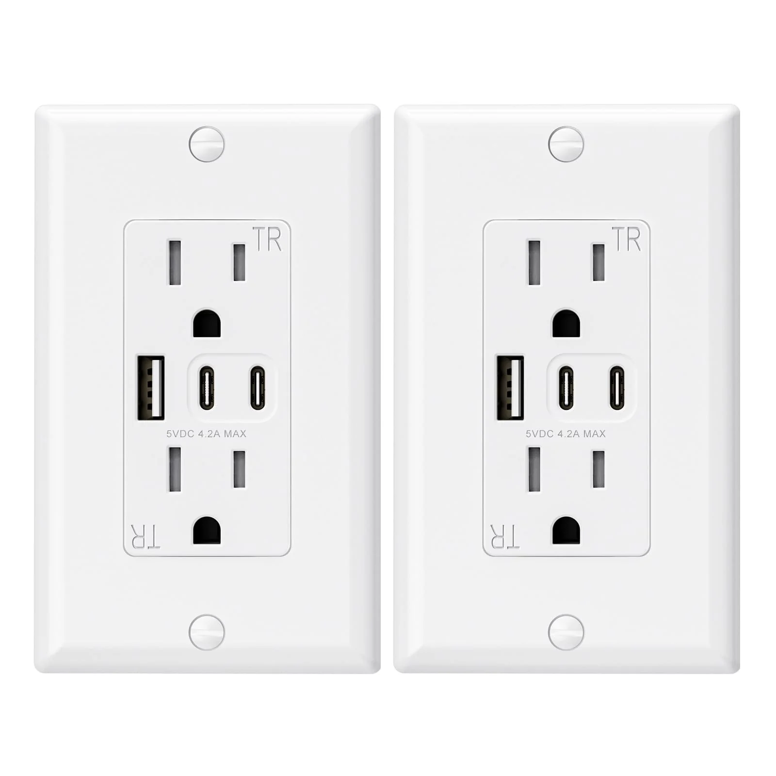 USB C/C/A, 4.2A 5VDC Total Output with 15A/20A, Tamper-Resistant Screw Wall Outlet - Image 19