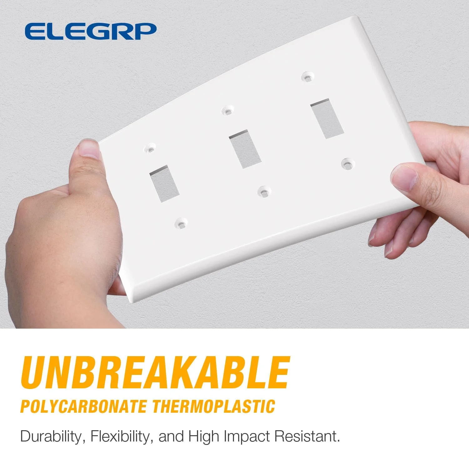 ELEGRP 3-Gang Toggle Switch Wall Plate, Mid-Size, Unbreakable Thermoplastic Cover for Toggle and Dimmer Switches, UL Listed - Image 11