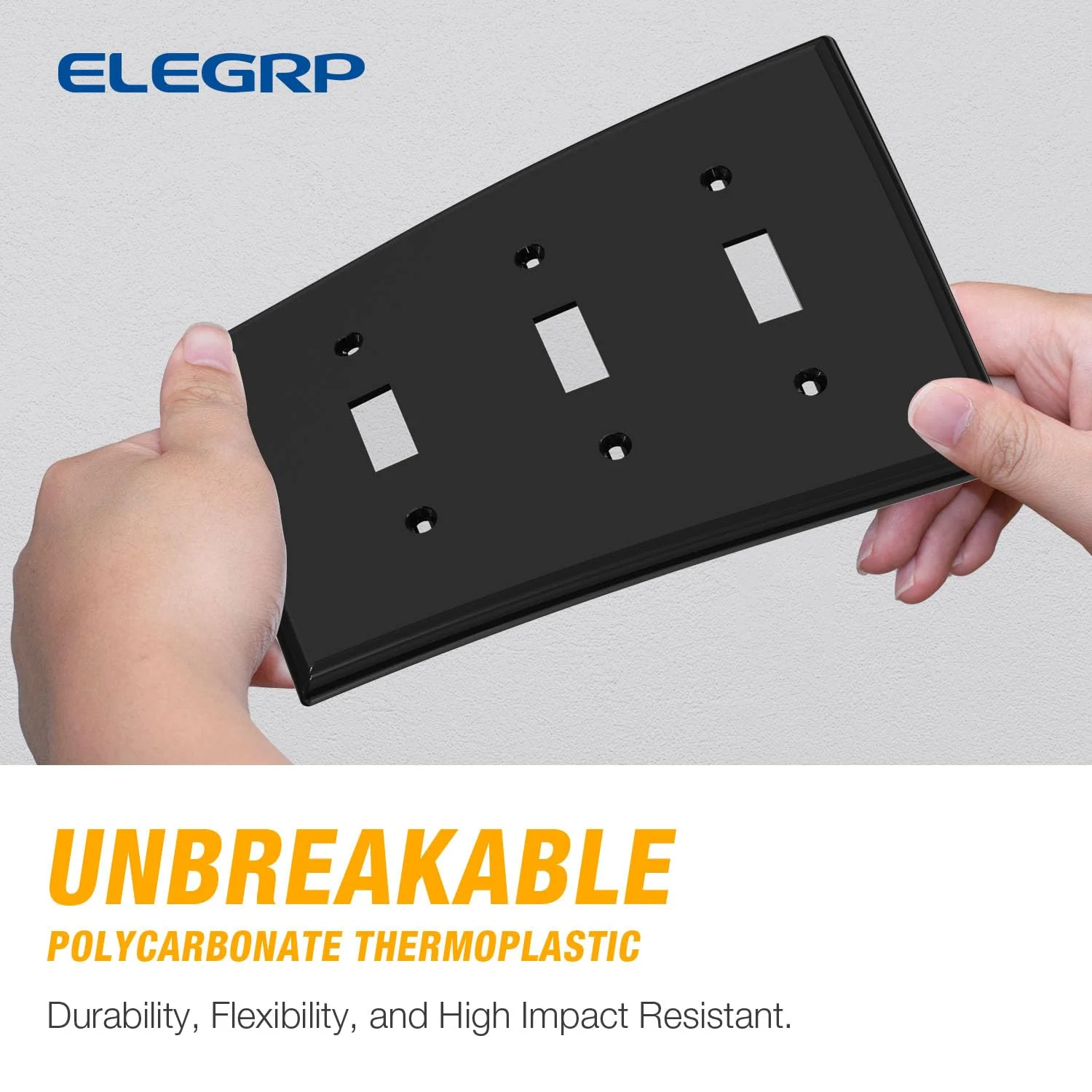 ELEGRP 3-Gang Toggle Switch Wall Plate, Mid-Size, Unbreakable Thermoplastic Cover for Toggle and Dimmer Switches, UL Listed - Image 6