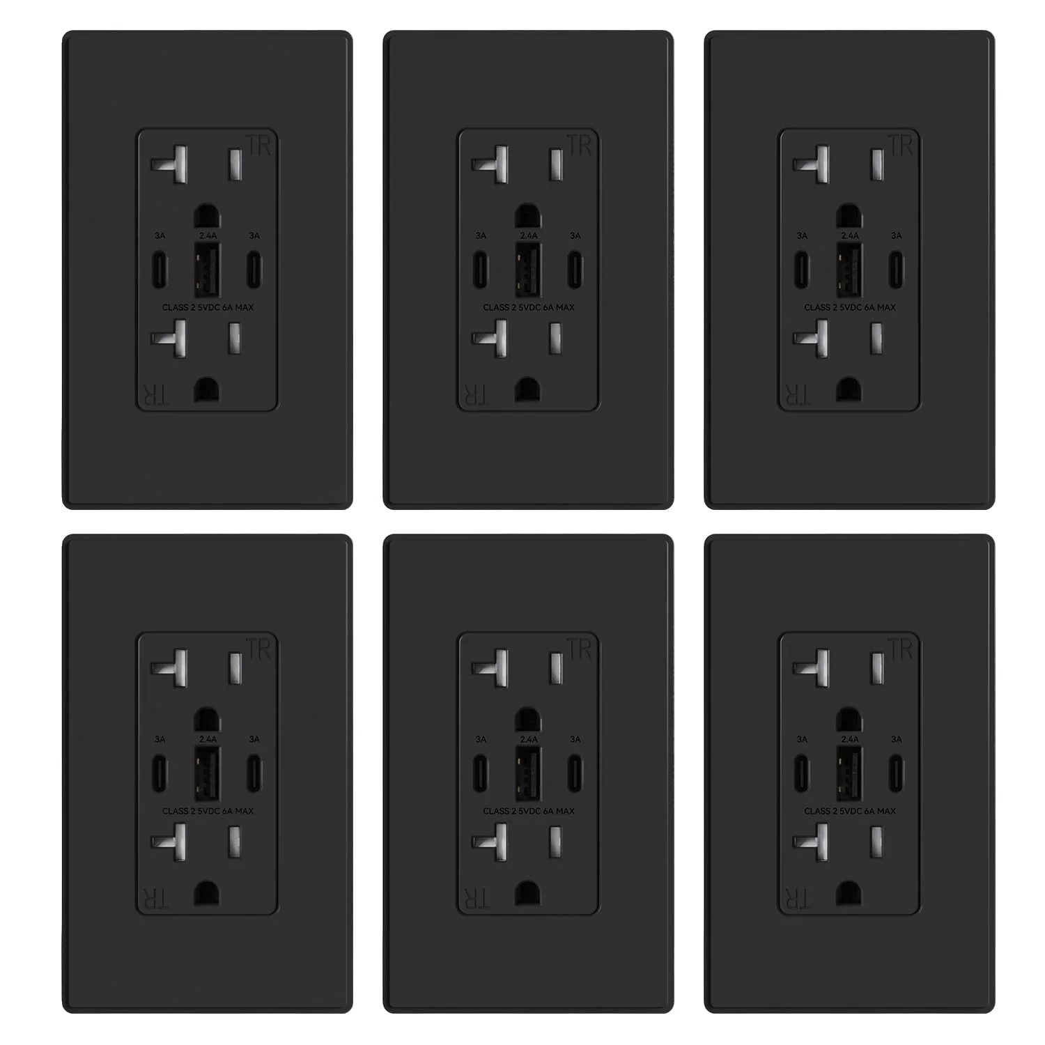 USB C/C/A, 6.0A 5VDC Total Output Outlet with 15A/20A, Tamper-Resistant Wall Outlet - Image 10
