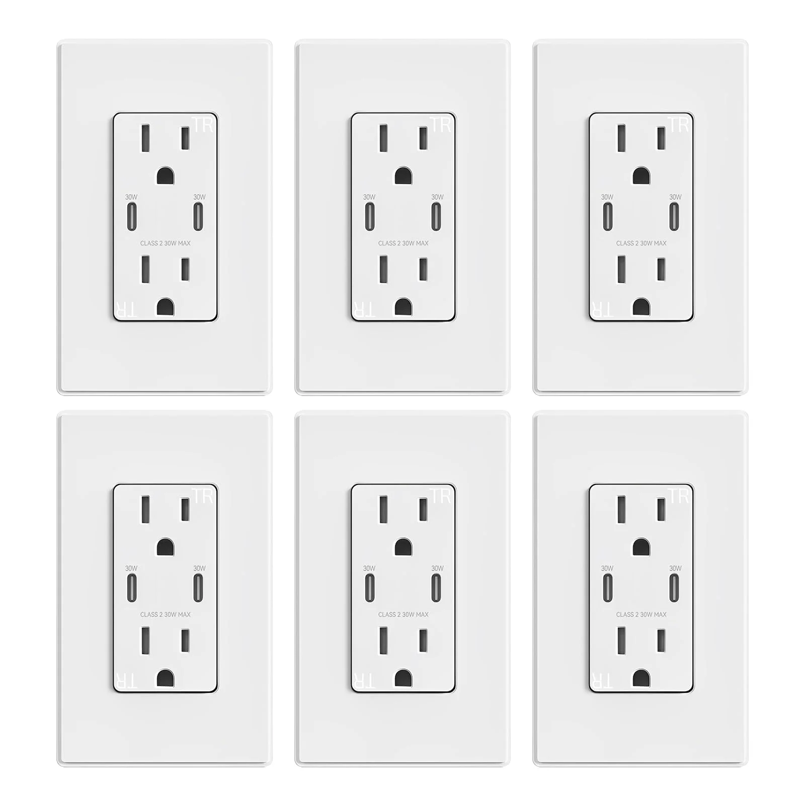 USB C/C, 30W 6.0A Total Output Outlet with 15A/20A, Tamper-Resistant Wall Outlet - Image 14