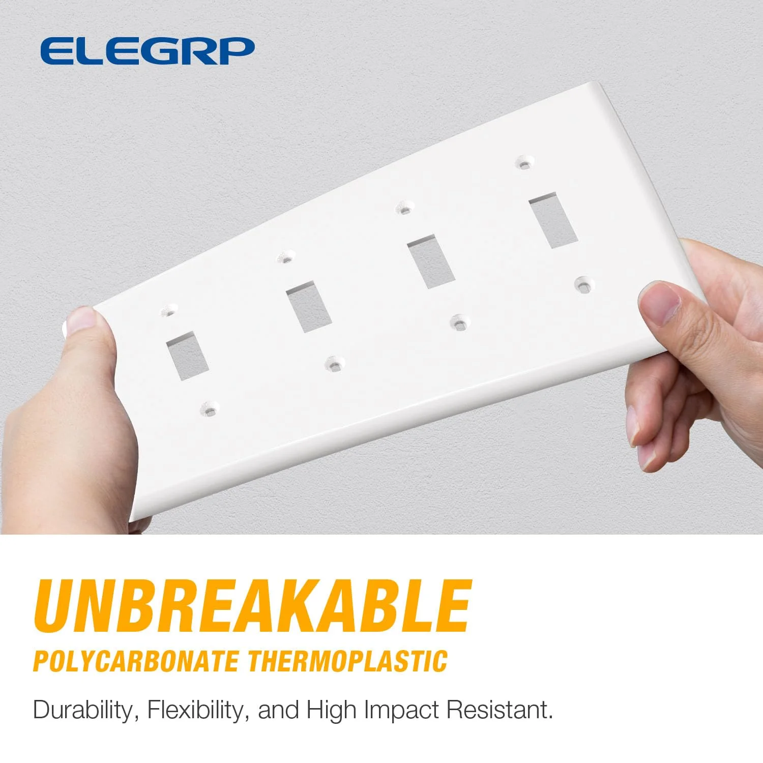 ELEGRP 4-Gang Toggle Switch Wall Plate, Mid-Size 4.88" x 8.57", Unbreakable Thermoplastic, Matte Finish, UL Listed (1 Pack) - Image 10