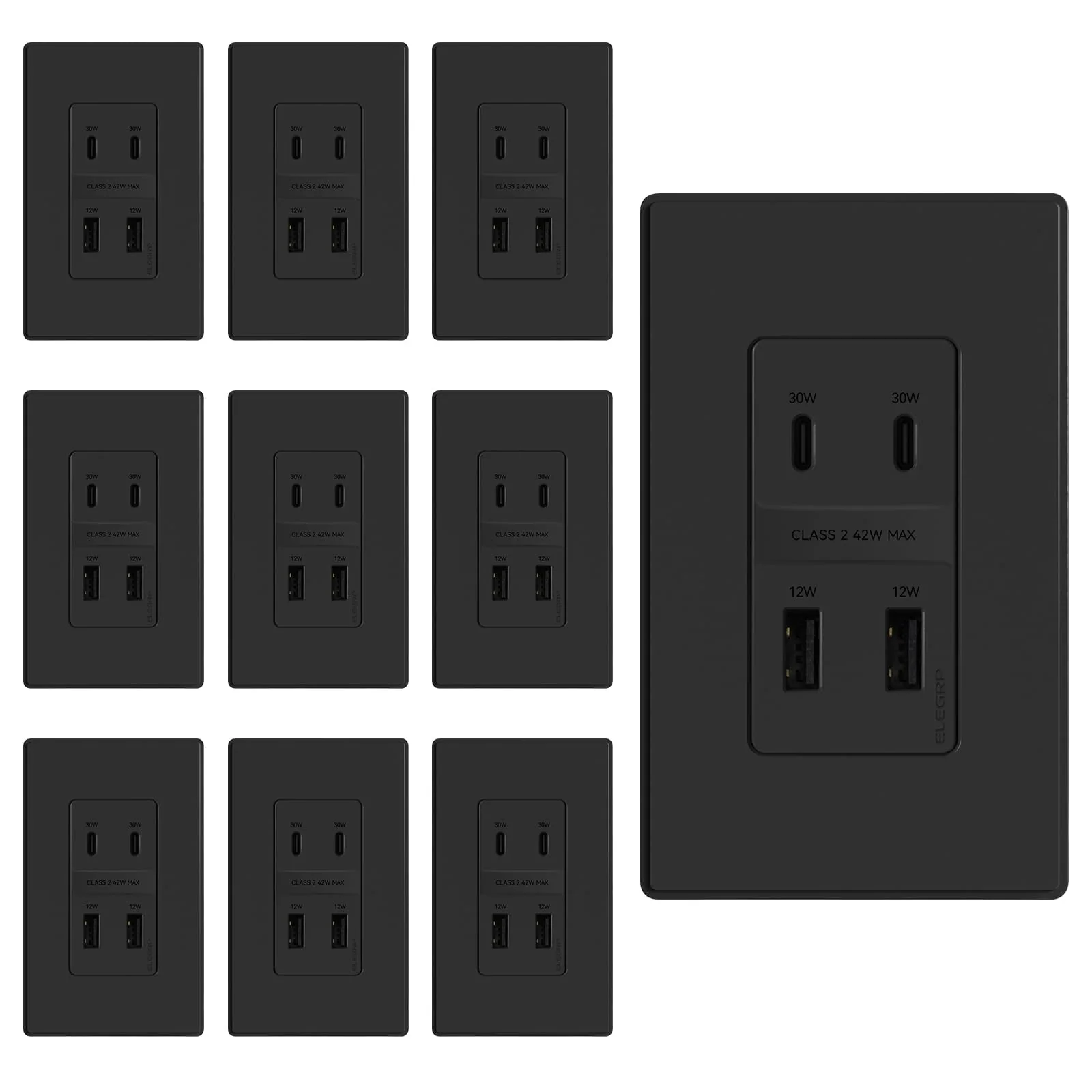 USB C/C/A/A, 42W Total Output, PD3.0 & QC 3.0 Wall Outlet - Image 11