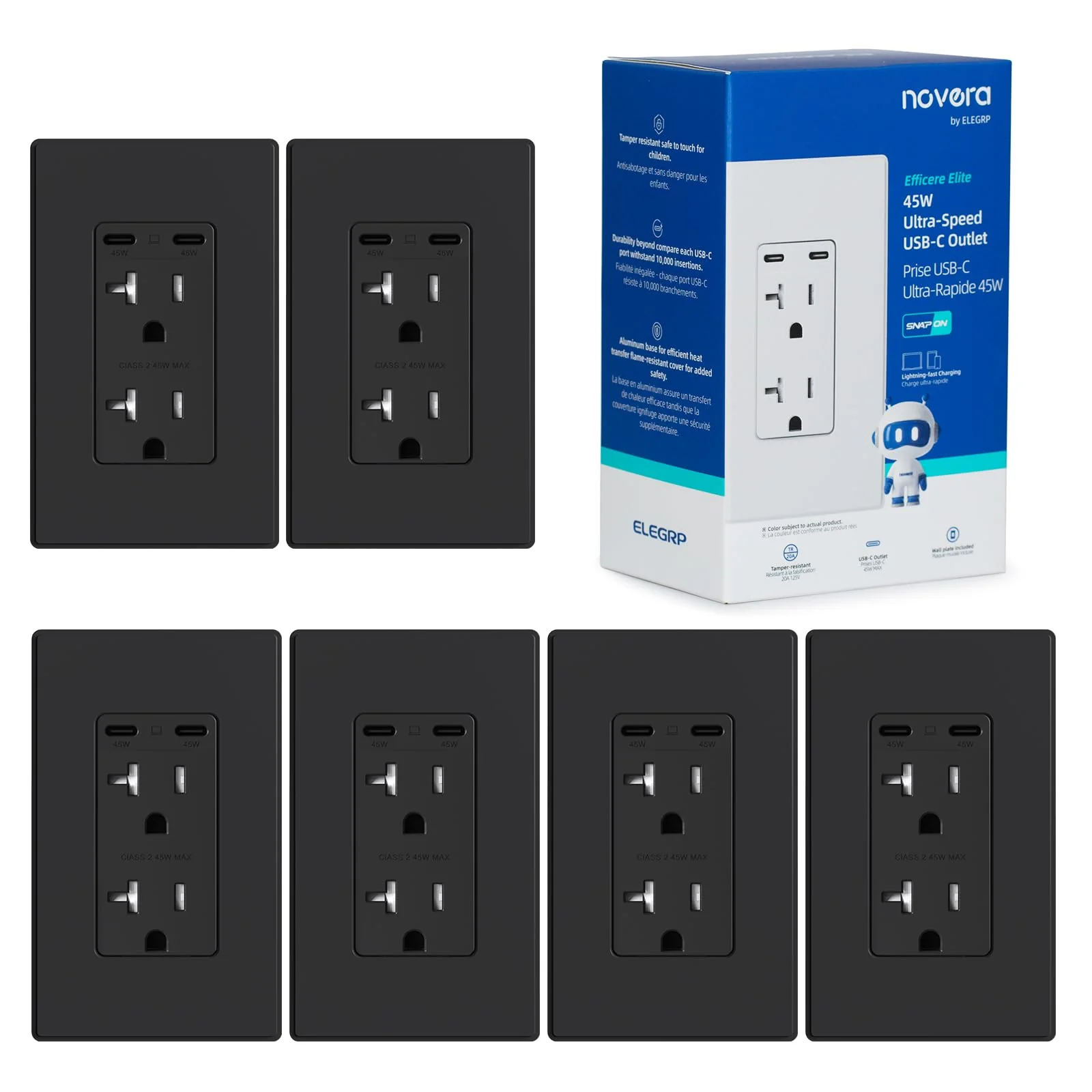 USB C/C, 45W Total Output, Fast Charging Outlet with 15A/20A, Tamper-Resistant Wall Outlet - Image 11
