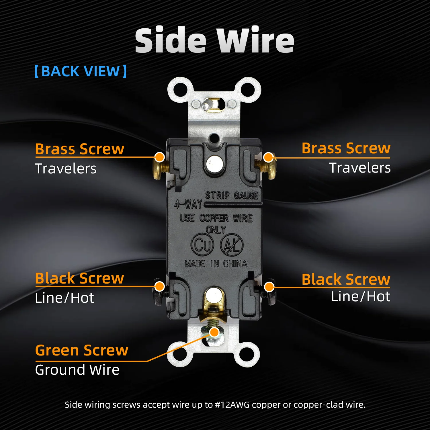 4-Way Toggle Light Switch, 15A 120/277V, Self-Grounding, 10-Pack - Image 5