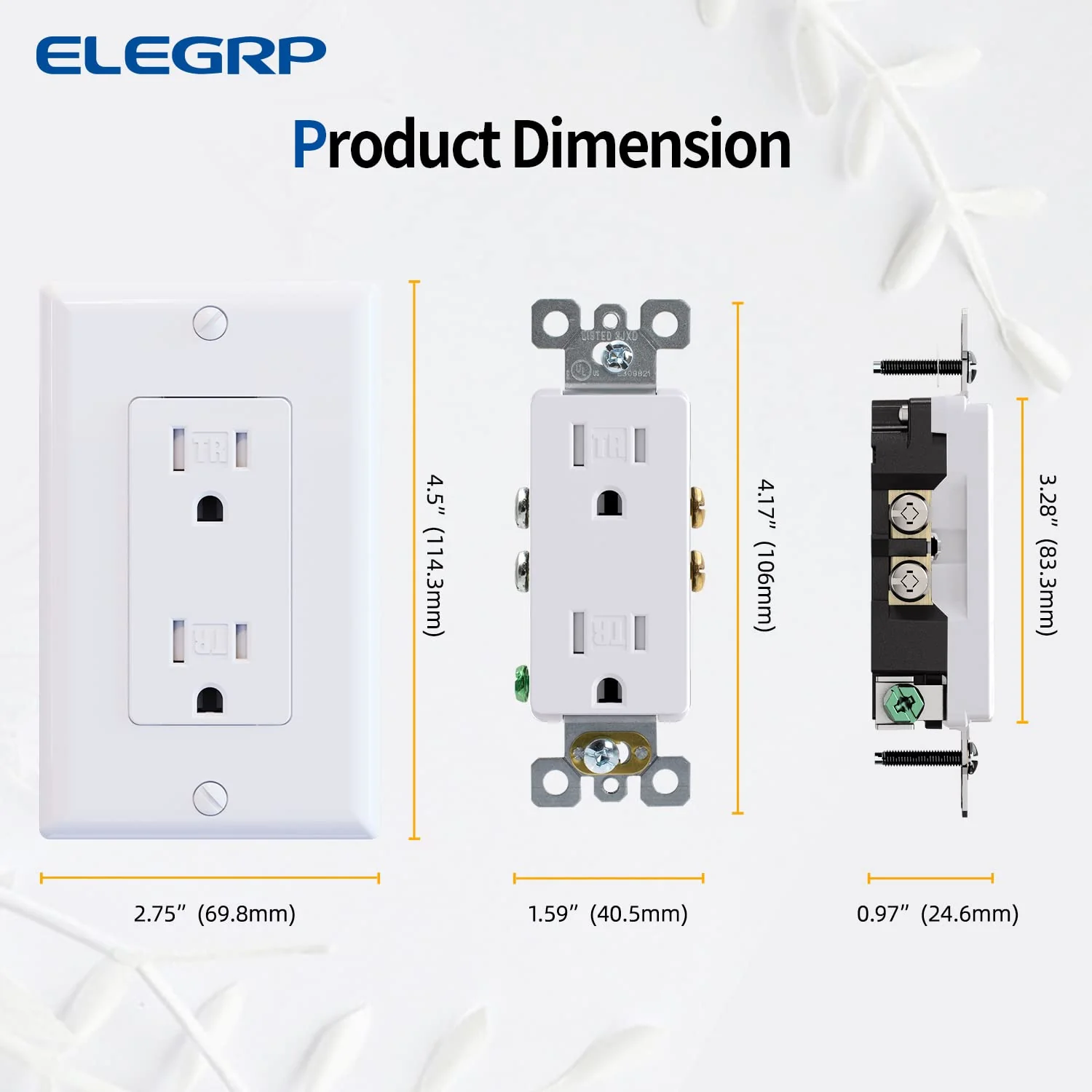 15A 125V, Decorator Wall Outlet Receptacle, Tamper-Resistant, Self-Grounding, 10-Pack - Image 10