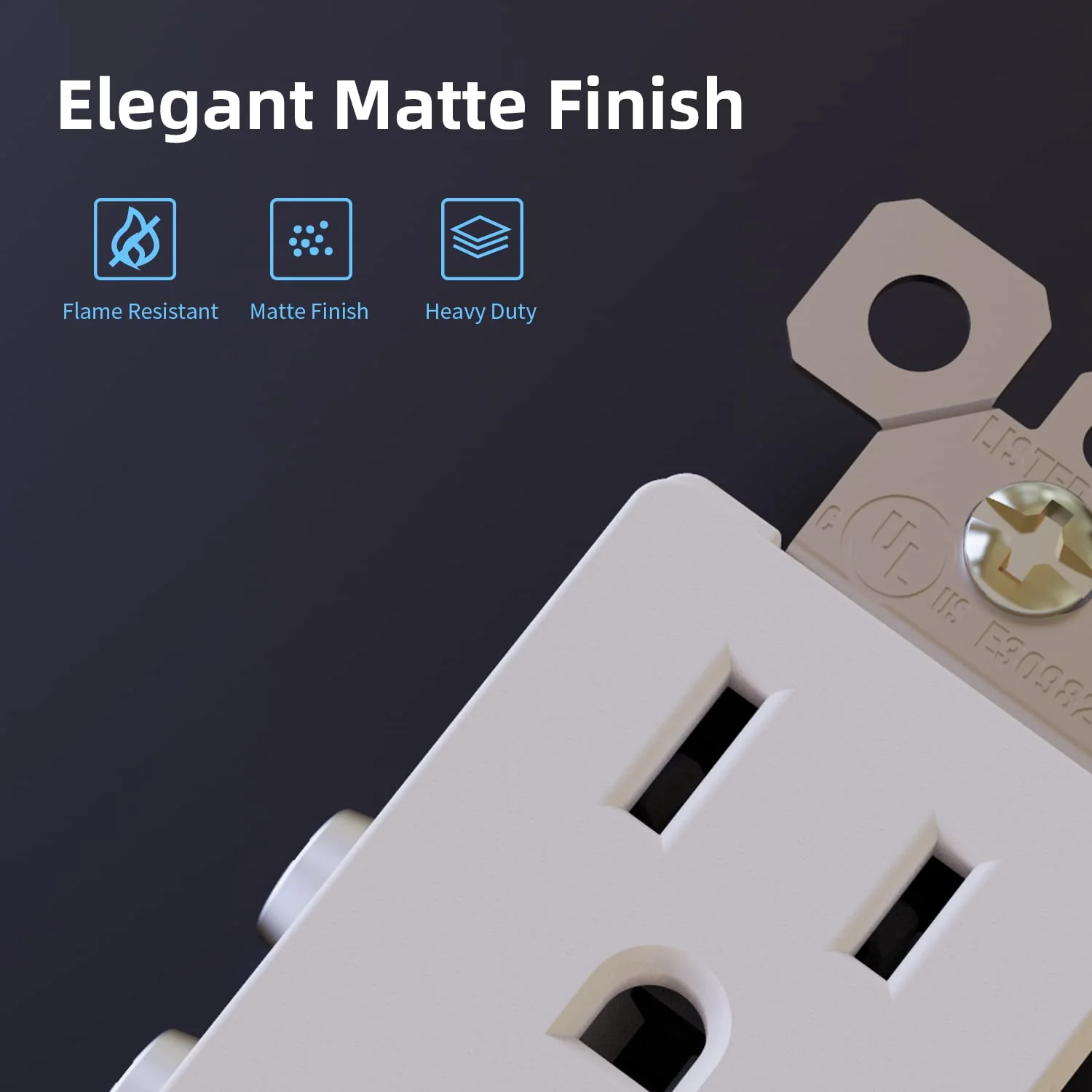 15A 125V, Decorator Wall Outlet Receptacle, Self-Grounding, NEMA 5-15R, 10-Pack - Image 6