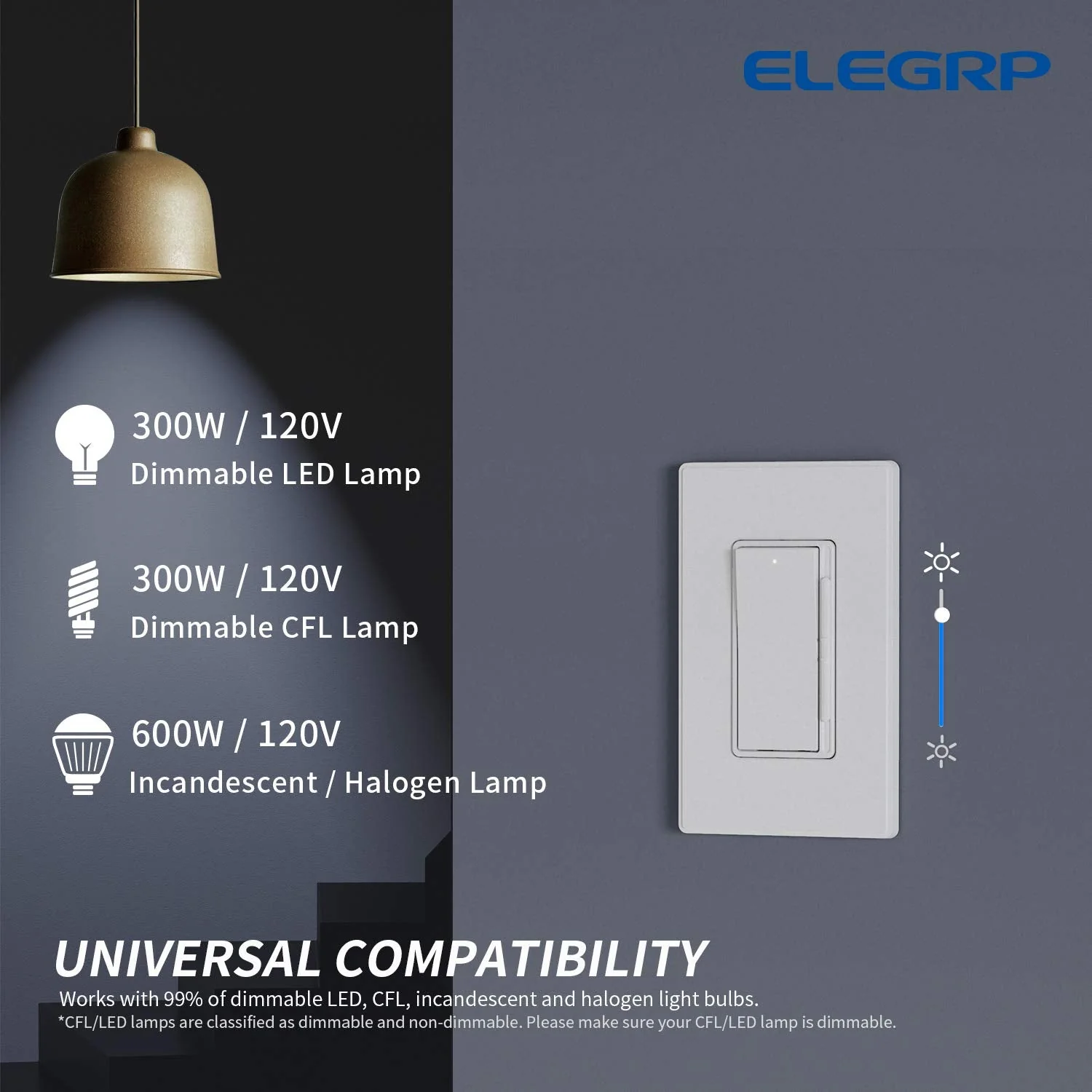 Digital Slide Dimmer Switch for LED/CFL/Incandescent Bulbs, Single Pole/3-Way - Image 4