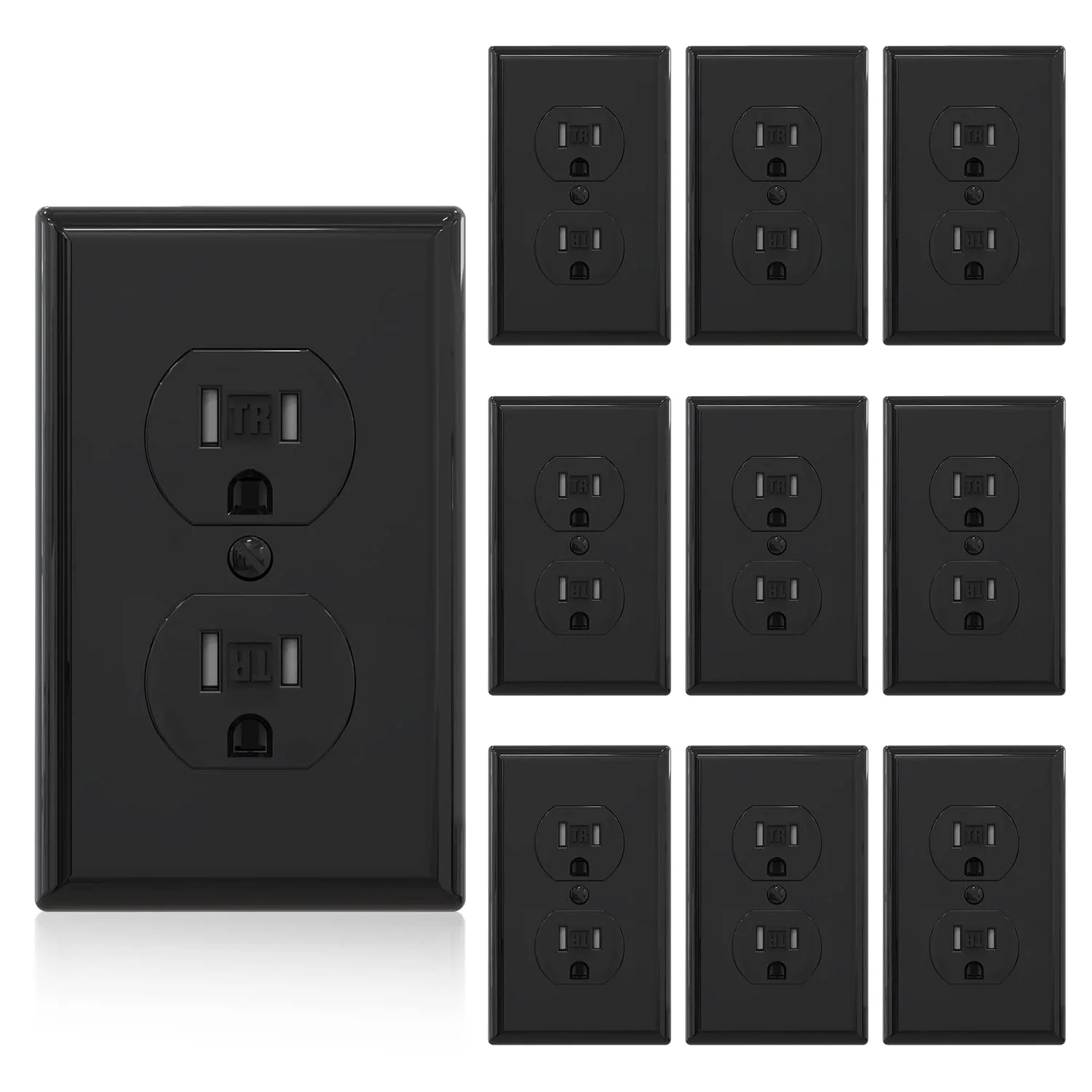 15A 125V, Duplex Wall Outlet Receptacle, Tamper-Resistant and Self-Grounding, 10-Pack - Image 5