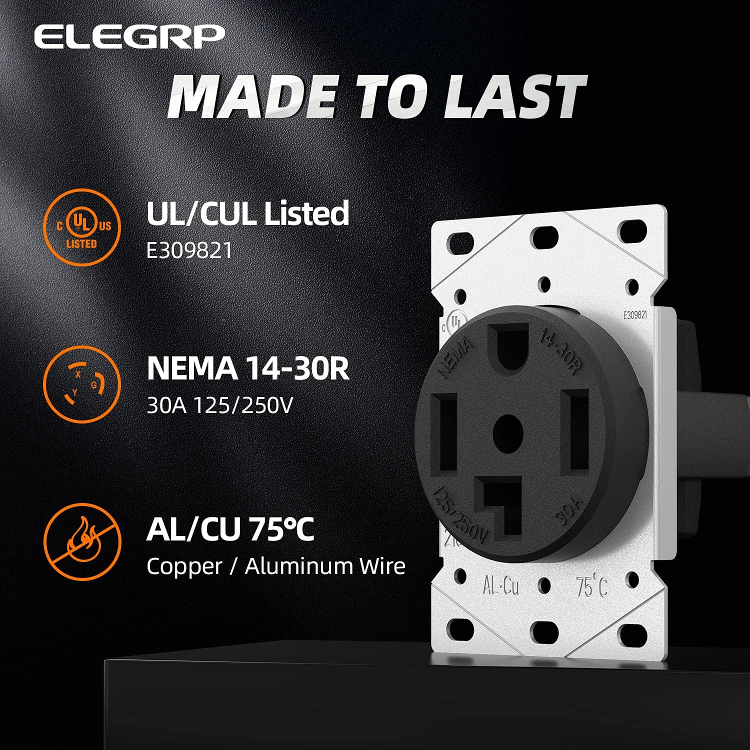 Flush Mount Power Receptacle & Plug Combo, 30A/50A 125-250V, NEMA 14-30R/P & 14-50R/P - Image 6