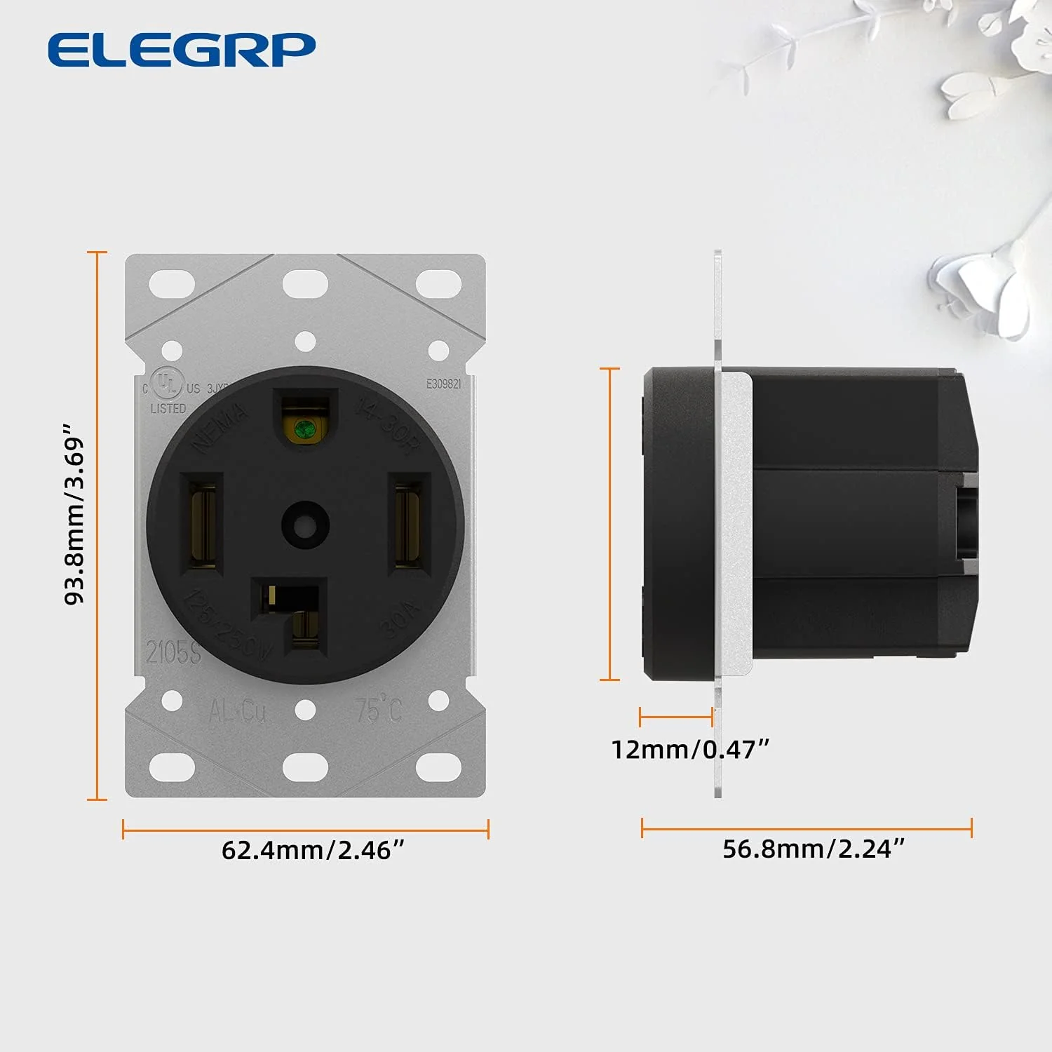 Flush Mount Power Receptacle & Plug Combo, 30A/50A 125-250V, NEMA 14-30R/P & 14-50R/P - Image 8