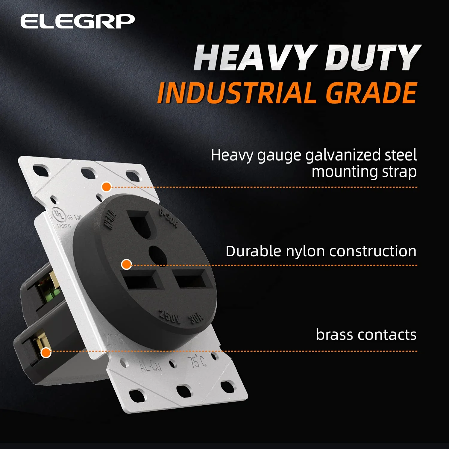 Flush Mount Power Receptacle & Plug Combo, 30A/50A 125-250V, NEMA 6-30R/P & 6-50R/P - Image 6