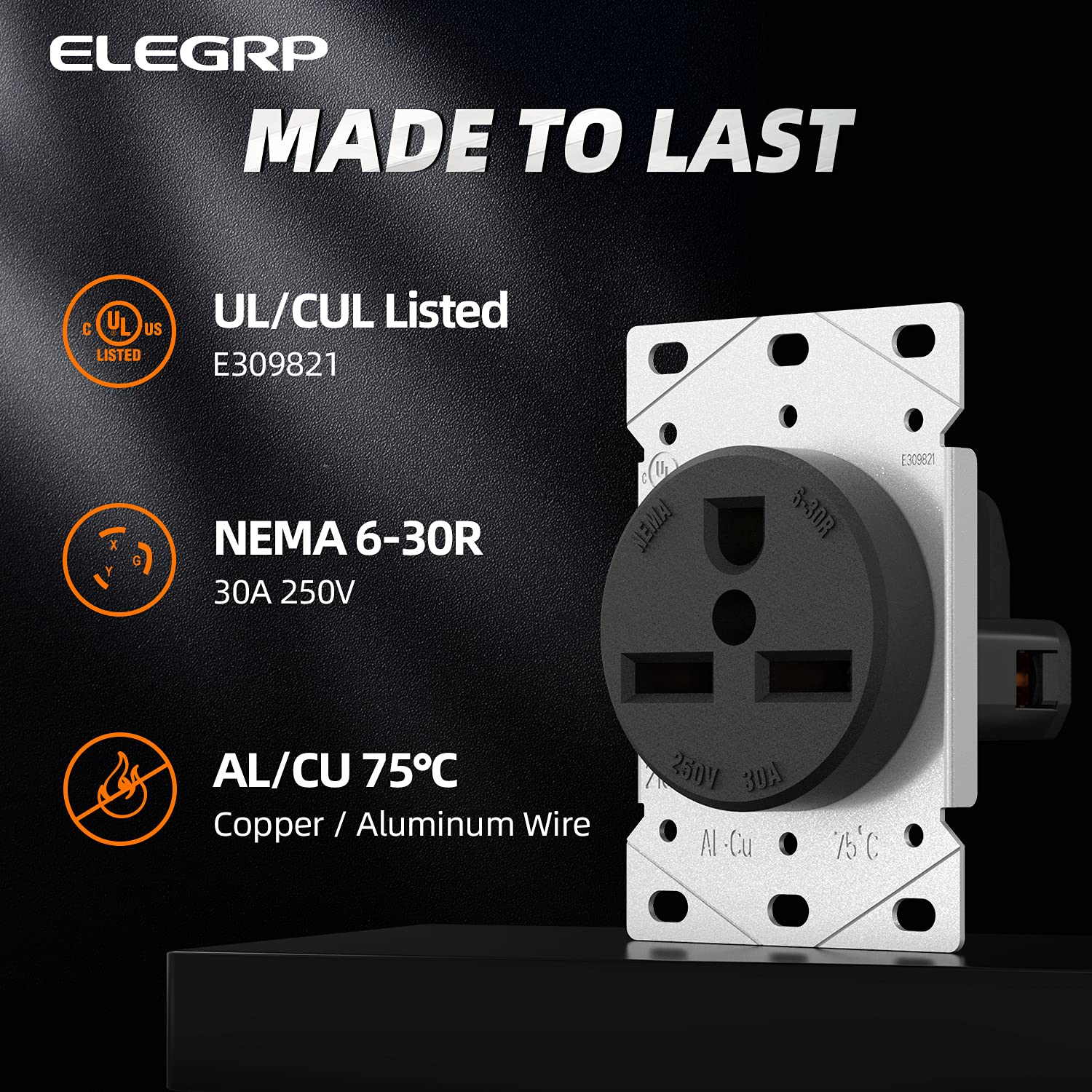 Flush Mount Power Receptacle & Plug Combo, 30A/50A 125-250V, NEMA 6-30R/P & 6-50R/P - Image 7