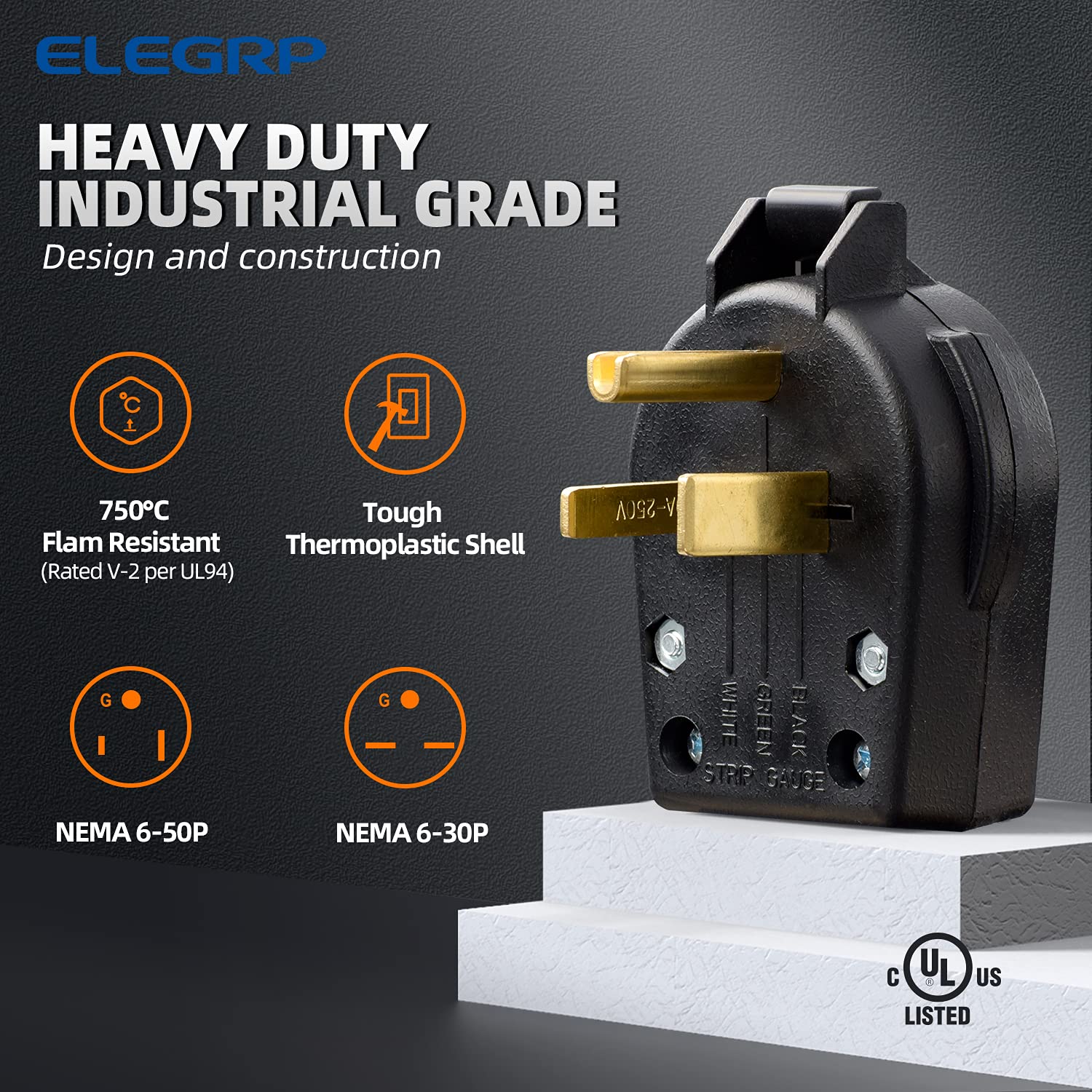 Flush Mount Power Receptacle & Plug Combo, 30A/50A 125-250V, NEMA 6-30R/P & 6-50R/P - Image 8