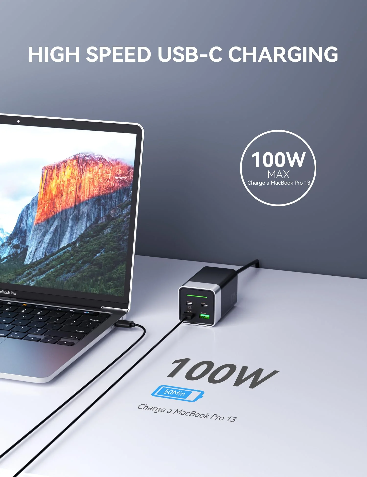 ELEGRP 120W GaN 3 Fast Quick Charger Station, Type C/C/A/A USB Port - Image 3