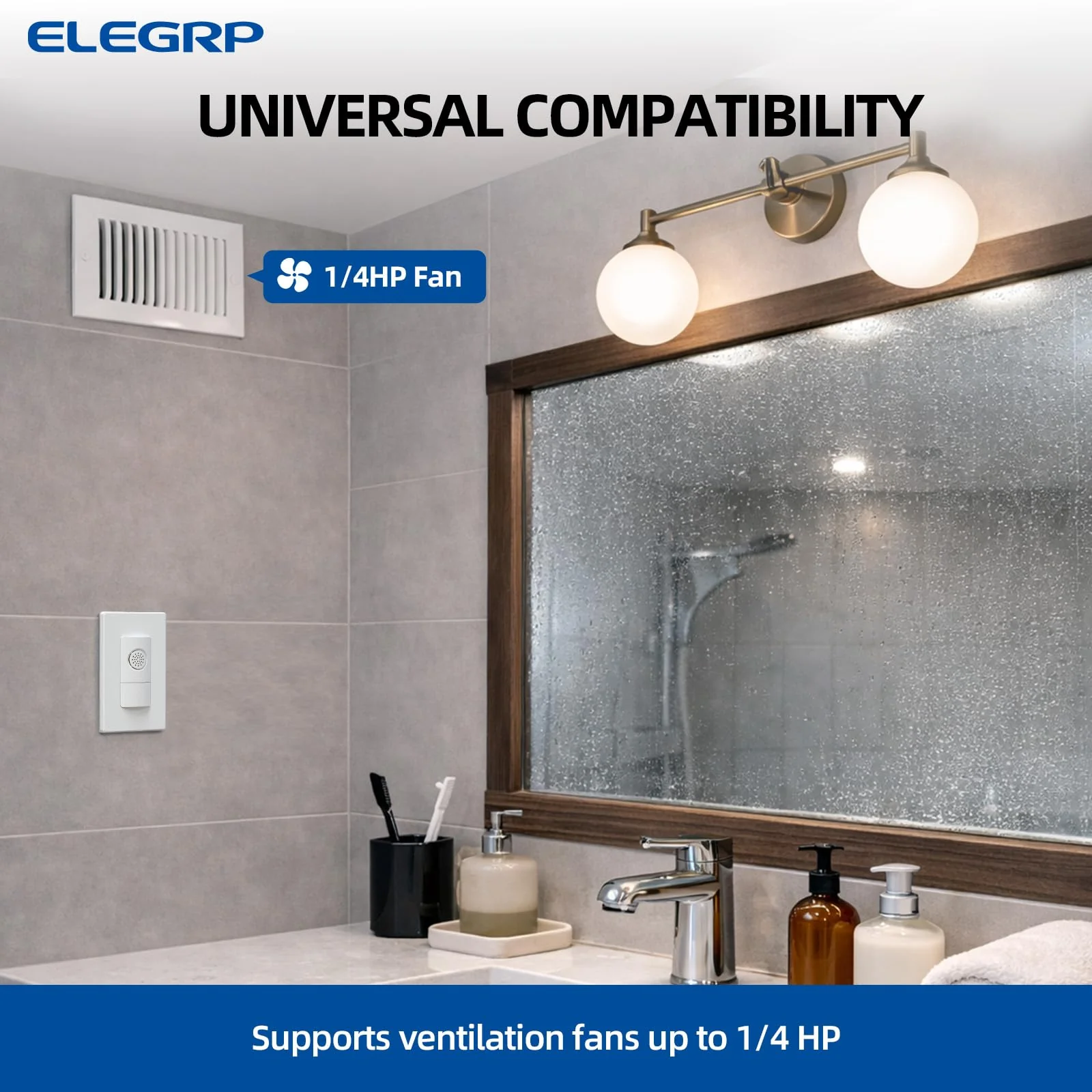 ELEGRP Humidity Sensor Switch for Exhaust Fan, Bathroom Moisture Control, Automate Ventilation, Air Circulation, Ground Wire Required, Single Pole, White - Image 3