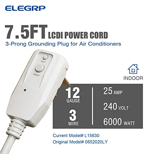 LCDI 6000W AC Power Cord with Safety Protection, 25A 240V, NEMA 6-30P, 12AWG - Image 6