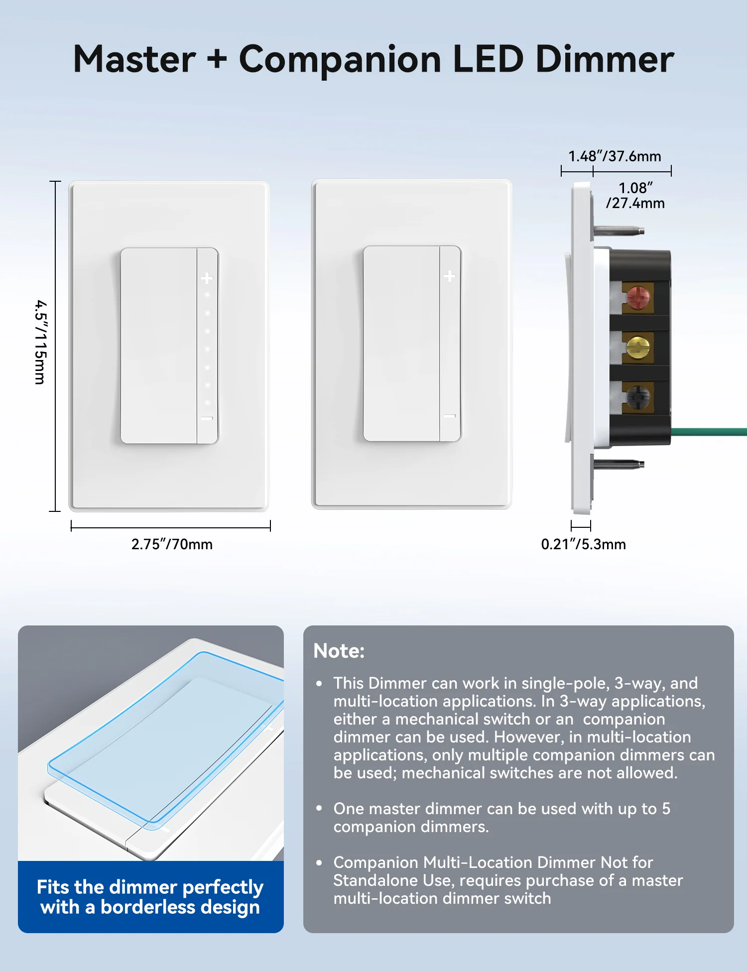 LEDPro™ Multi-Location LED Dimmer Switch Kit, with Master and Companion Dimmer Light Switch - Image 12