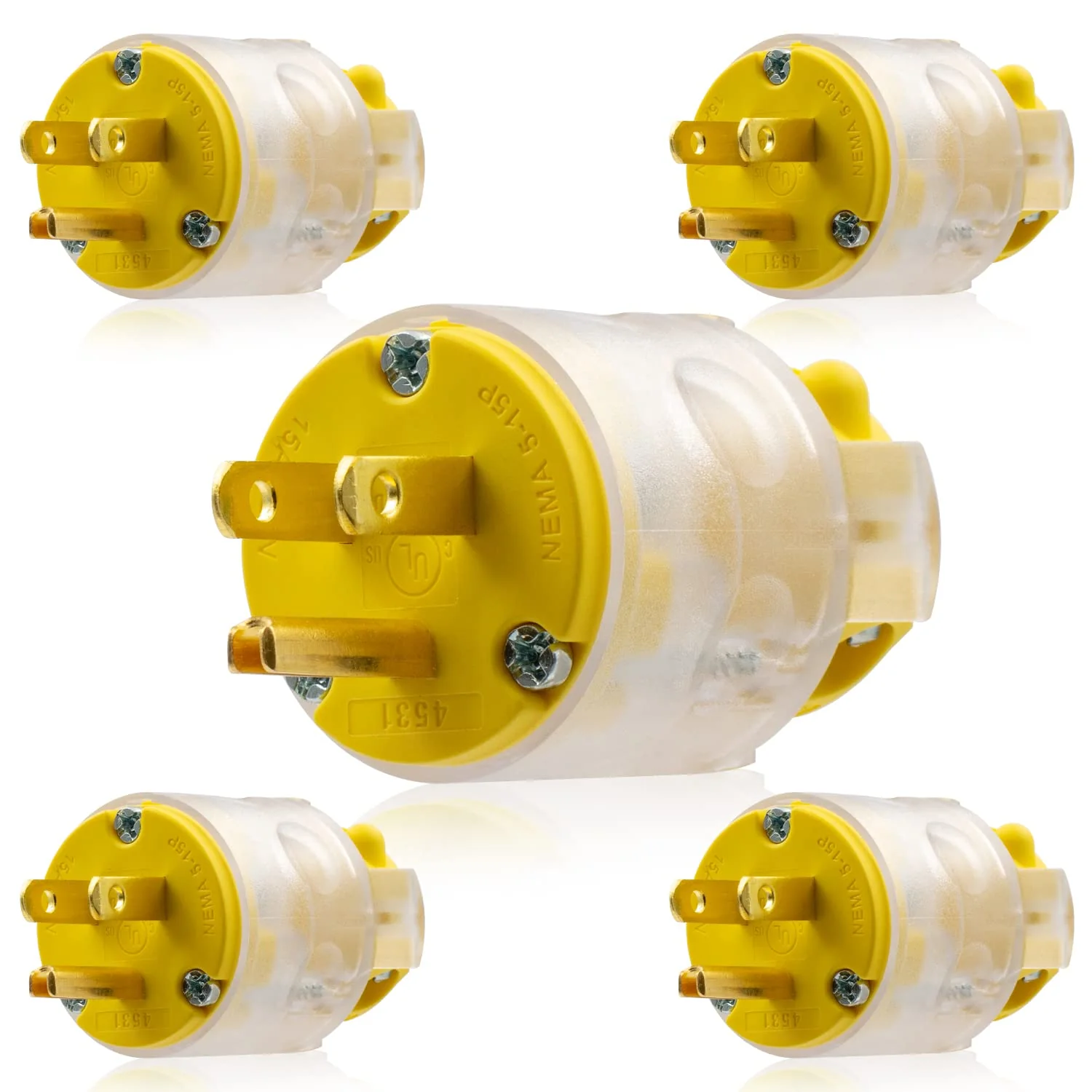 15A 125V, Lighted Straight Blade Electrical Plug and Connector, NEMA 5-15R/P, 2-Pole 3-Wire - Image 5
